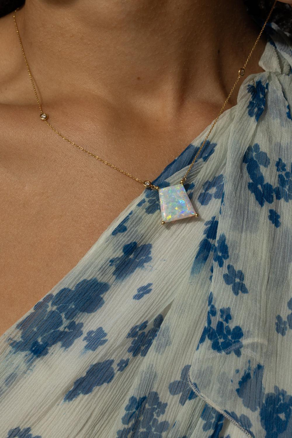 Australian Opal Necklace-YELLOW GOLD-JEWELRYFINE JEWELNECKLACE O-LISA NIK