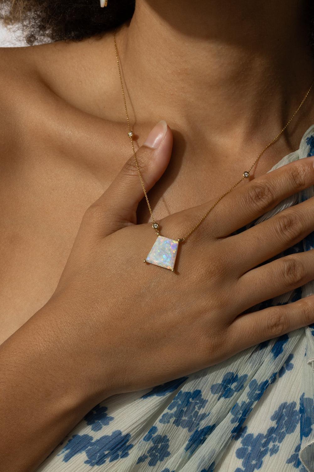 Australian Opal Necklace-YELLOW GOLD-JEWELRYFINE JEWELNECKLACE O-LISA NIK