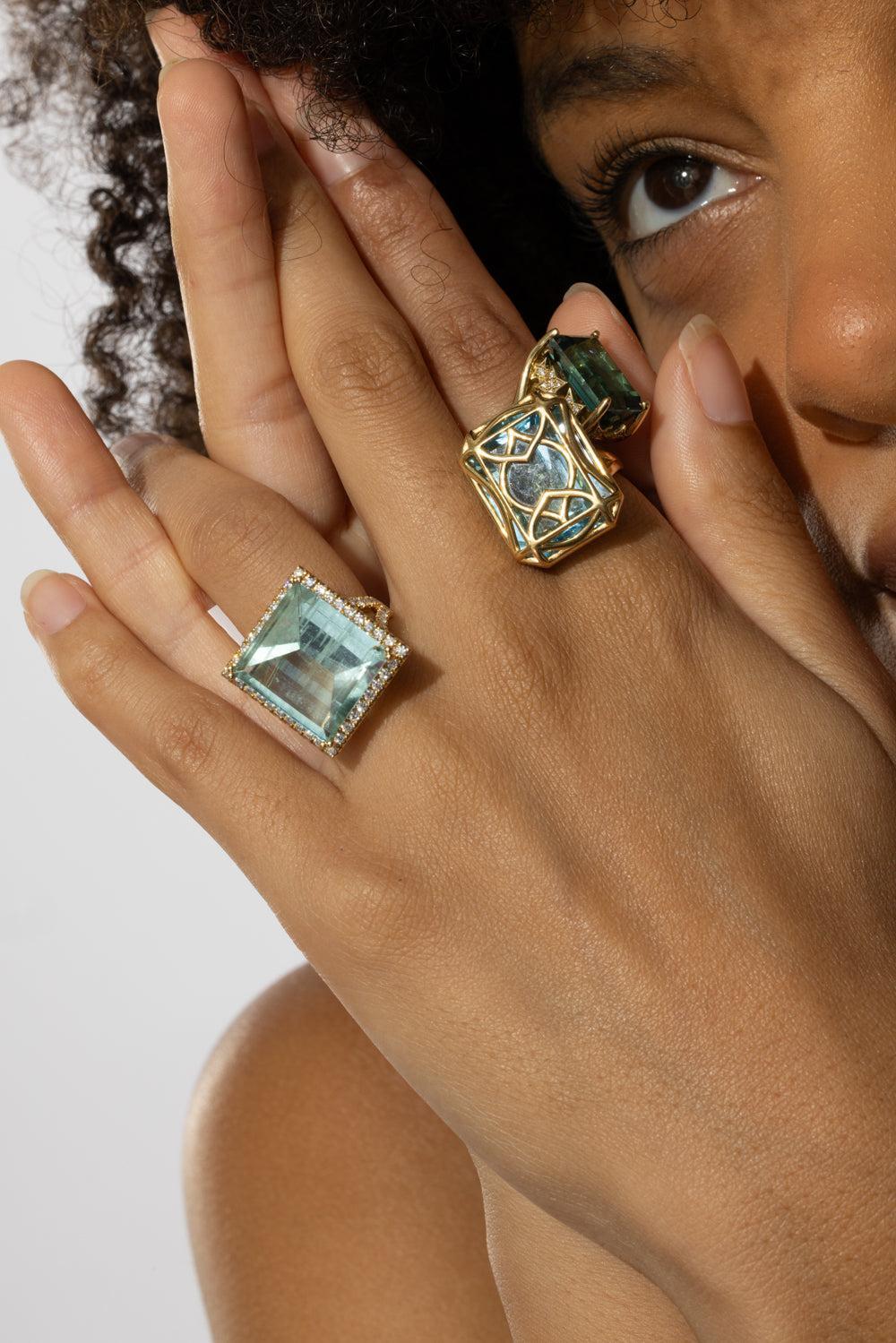 Mirror Cut Green Beryl Ring-YELLOW GOLD-5.75-JEWELRYFINE JEWELRING-LISA NIK