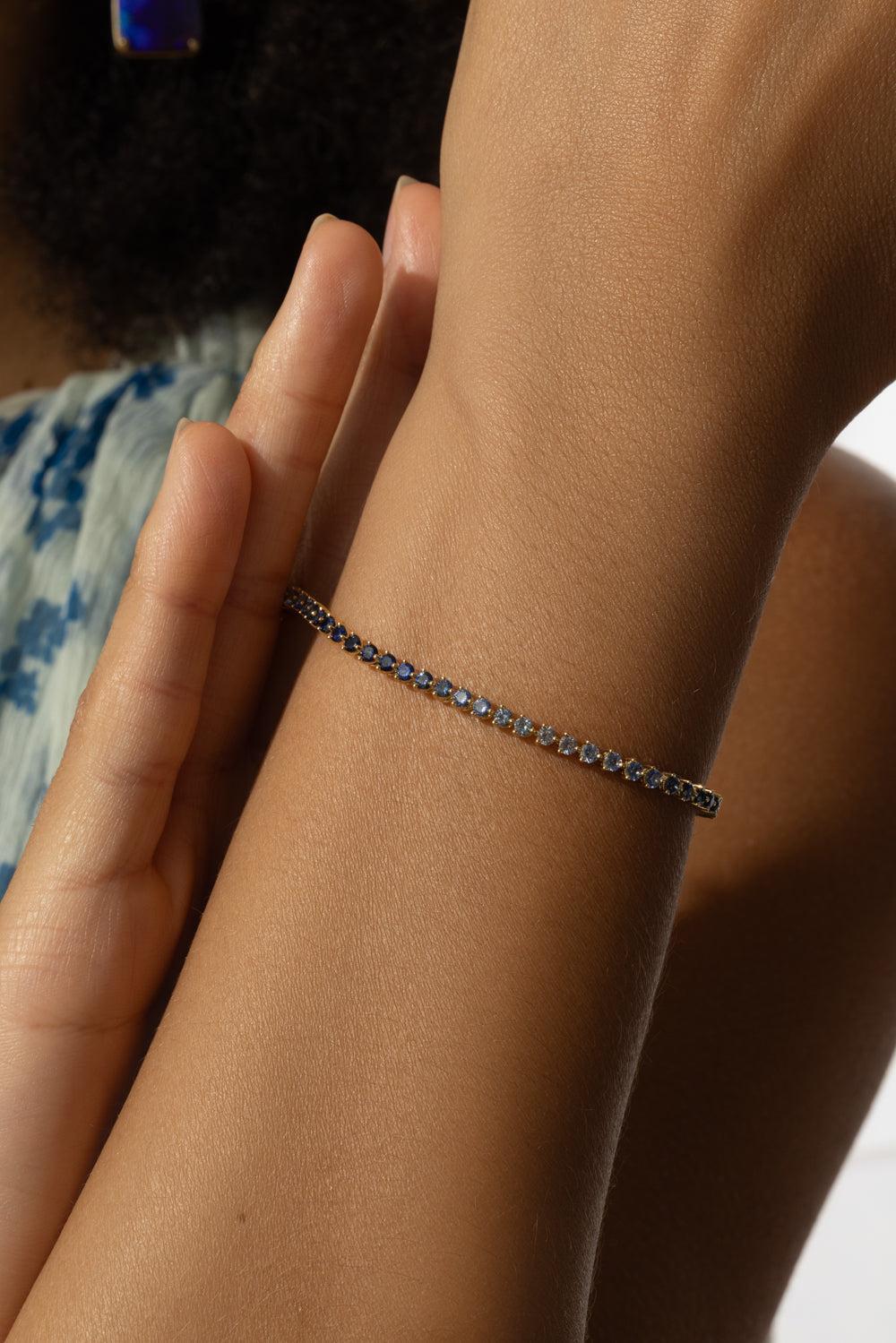 Blue Sapphire Ombre Bracelet - Yellow Gold-YELLOW GOLD-JEWELRYFINE JEWELBRACELET O-LISA NIK