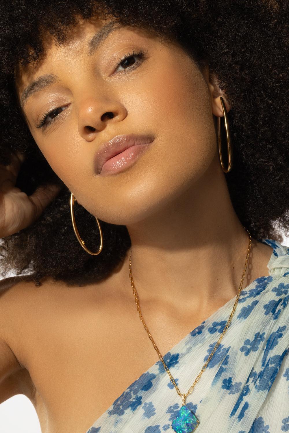 Elongated Curved Hoop Earrings-YELLOW GOLD-JEWELRYFINE JEWELEARRING-LISA NIK