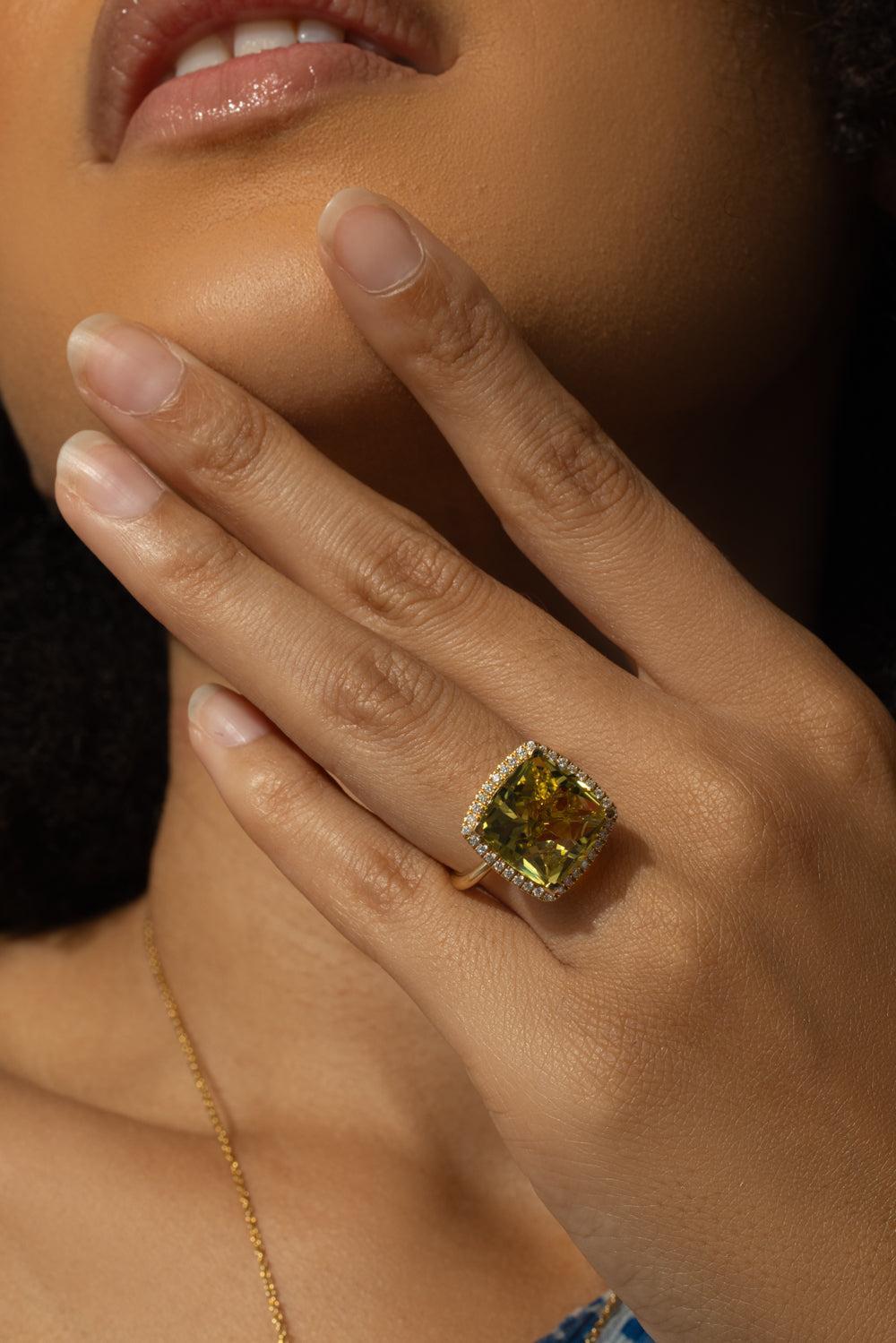 Lemon Quartz Cushion Ring-YELLOW GOLD-5.75-JEWELRYFINE JEWELRING-LISA NIK