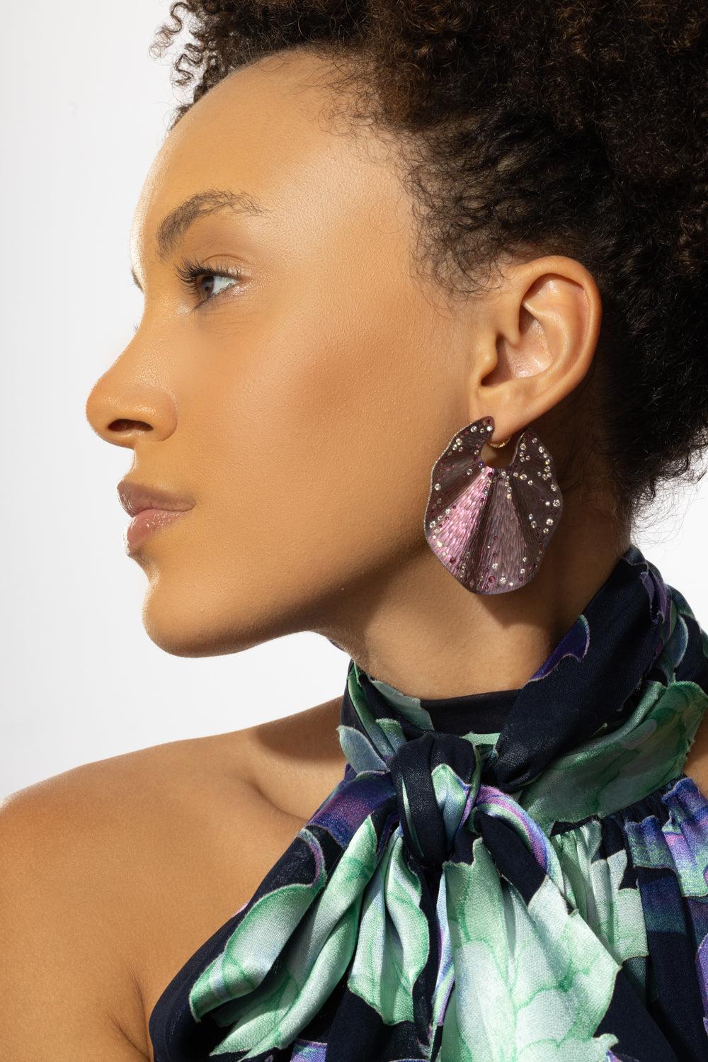 Pink Sapphire Diamond Earrings-TITANIUM-JEWELRYFINE JEWELEARRING-SABOO FINE JEWELS