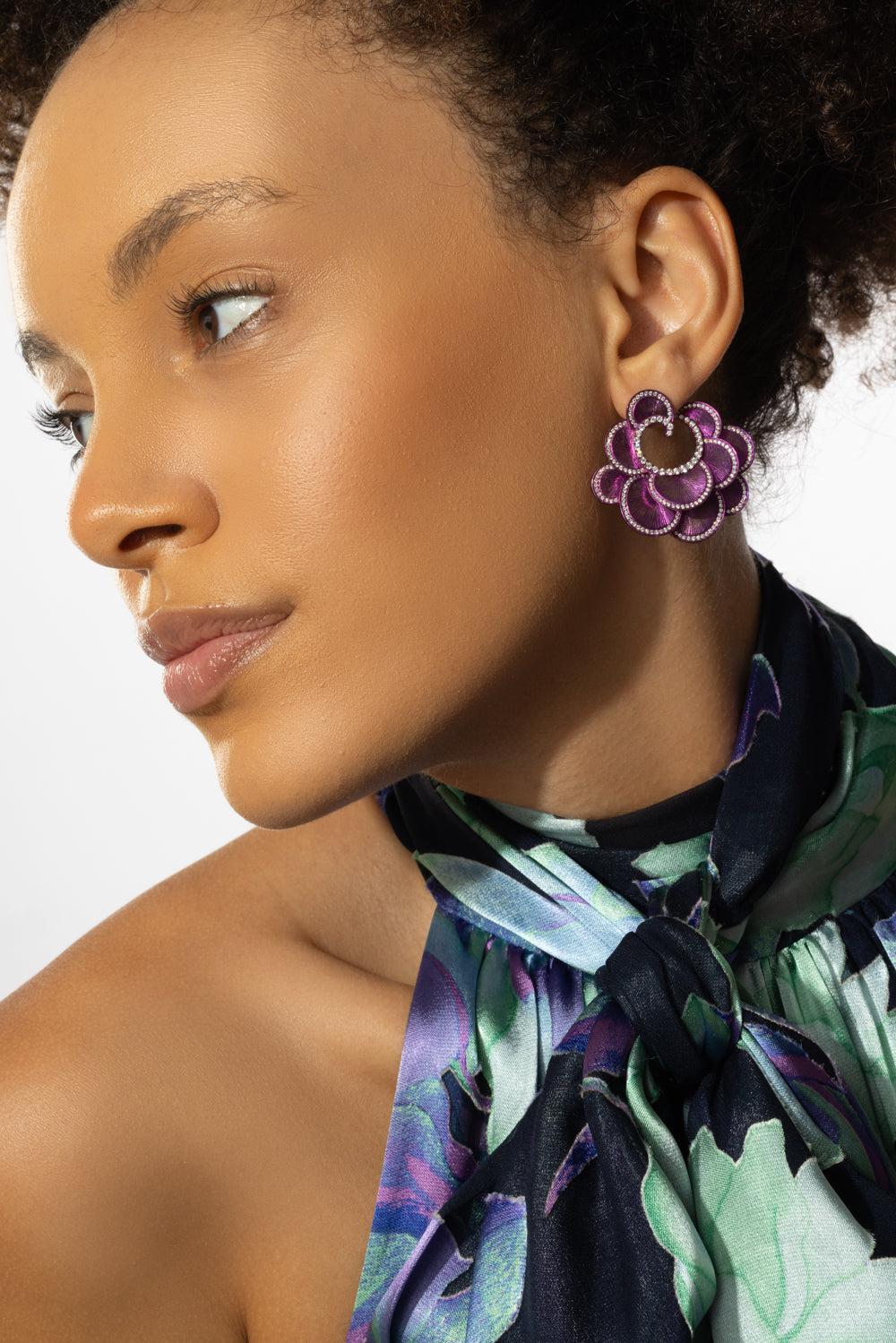 Pink Titanium Diamond Earrings-TITANIUM-JEWELRYFINE JEWELEARRING-SABOO FINE JEWELS