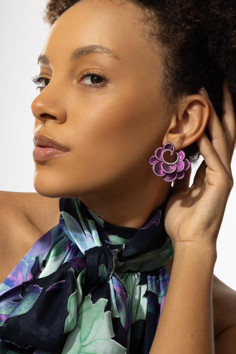 Pink Titanium Diamond Earrings-TITANIUM-JEWELRYFINE JEWELEARRING-SABOO FINE JEWELS