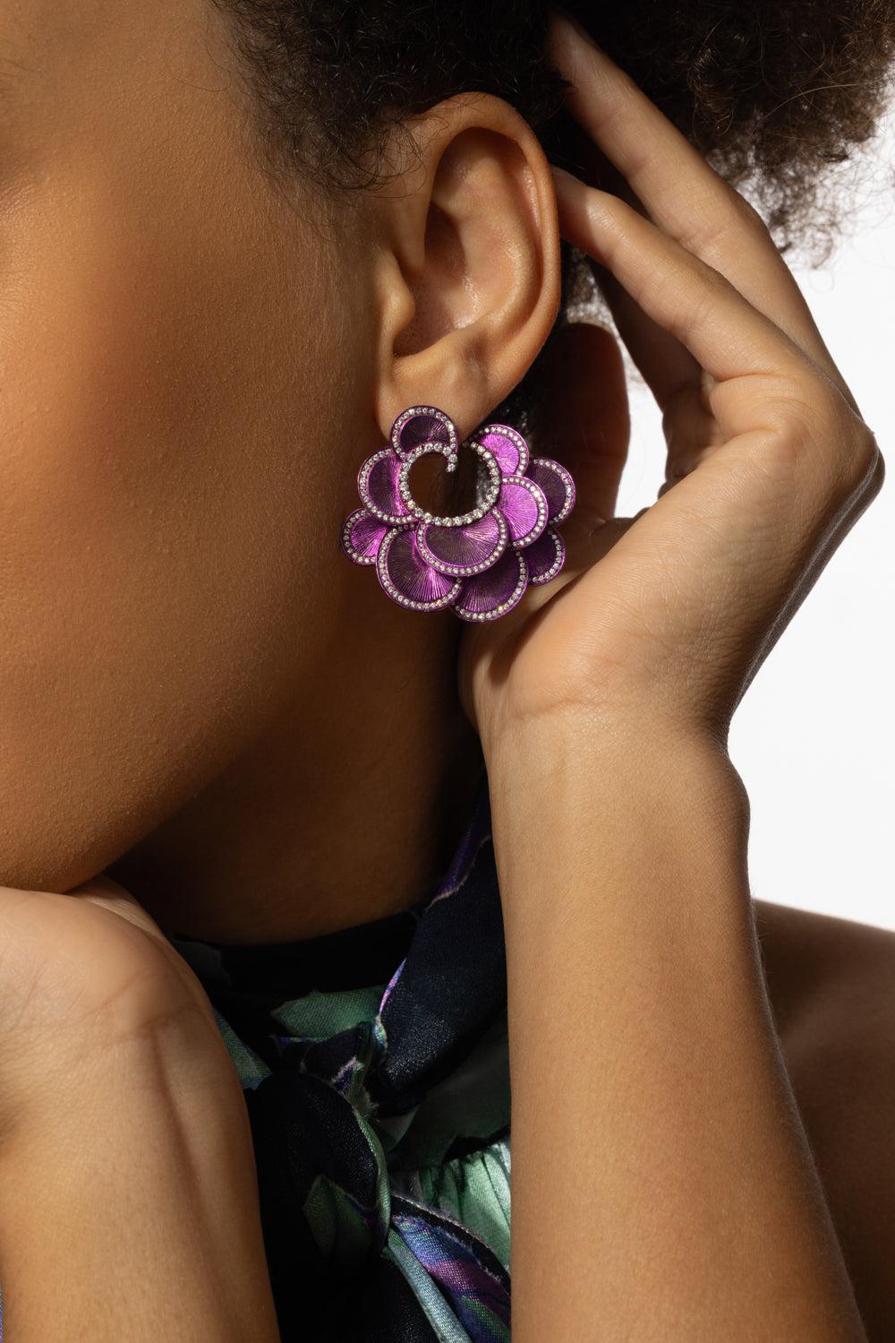 Pink Titanium Diamond Earrings-TITANIUM-JEWELRYFINE JEWELEARRING-SABOO FINE JEWELS