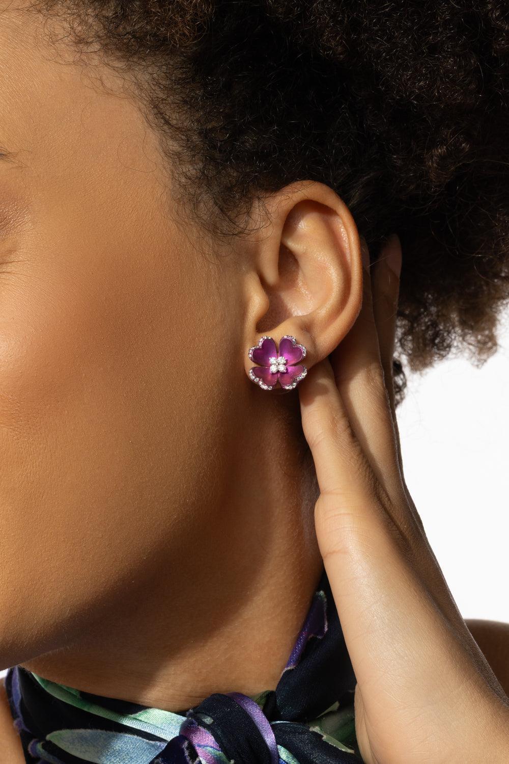 Pink Titanium Diamond Earrings-TITANIUM-JEWELRYFINE JEWELEARRING-SABOO FINE JEWELS