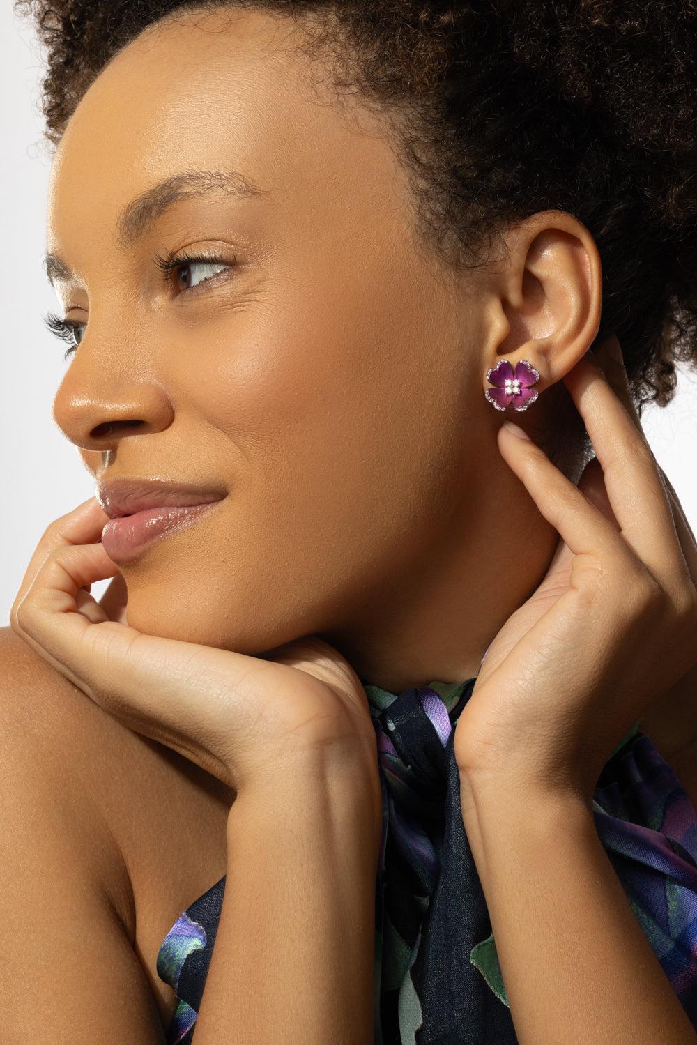 Pink Titanium Diamond Earrings-TITANIUM-JEWELRYFINE JEWELEARRING-SABOO FINE JEWELS