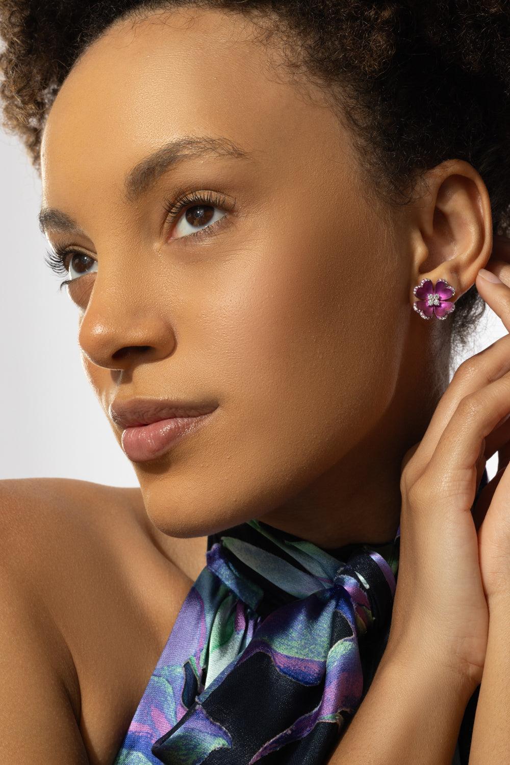 Pink Titanium Diamond Earrings-TITANIUM-JEWELRYFINE JEWELEARRING-SABOO FINE JEWELS