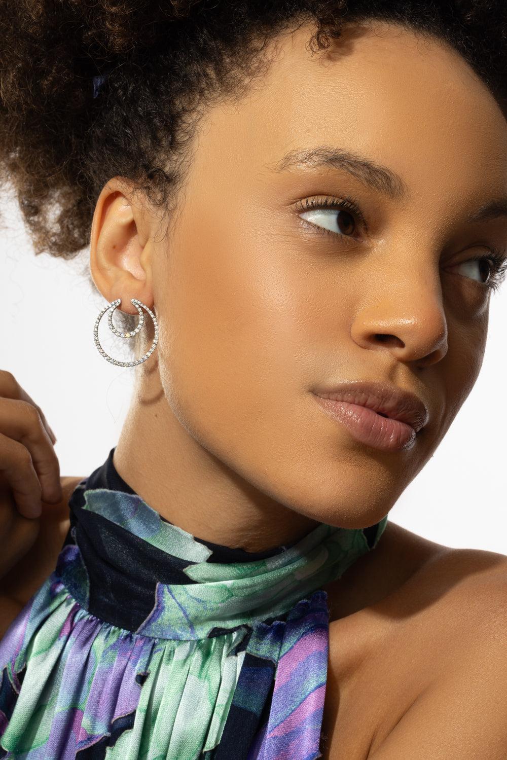 White Diamond Titanium Earrings-TITANIUM-JEWELRYFINE JEWELEARRING-SABOO FINE JEWELS