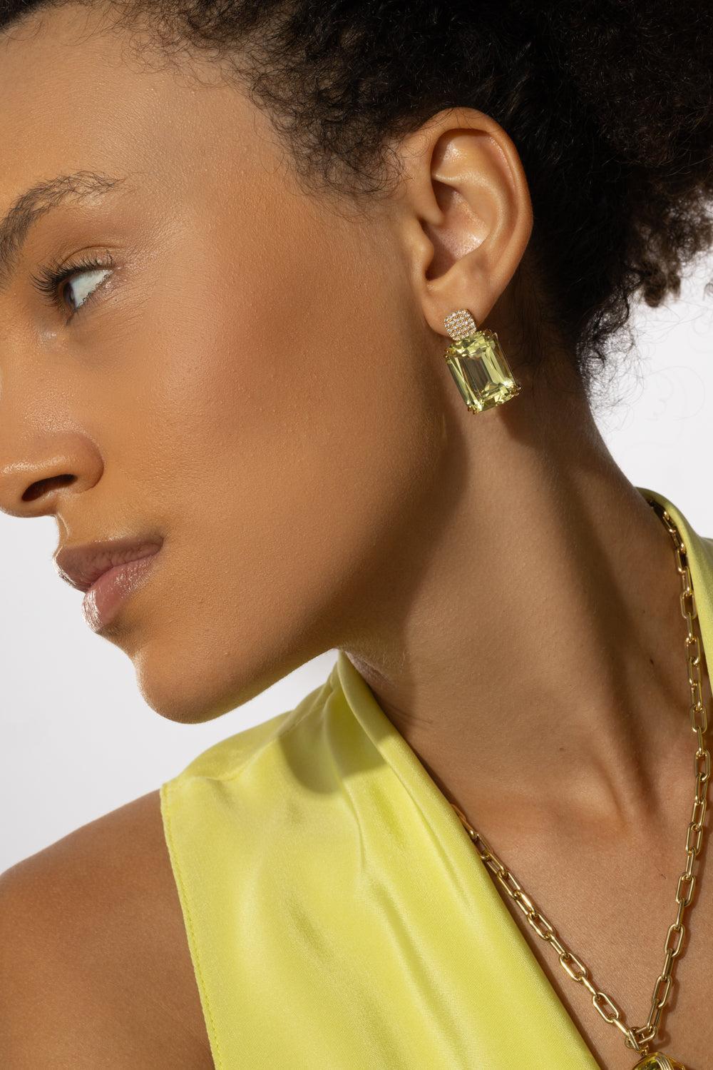 Gossip Lemon Quartz Earrings-ROSE GOLD-JEWELRYFINE JEWELEARRING-GOSHWARA