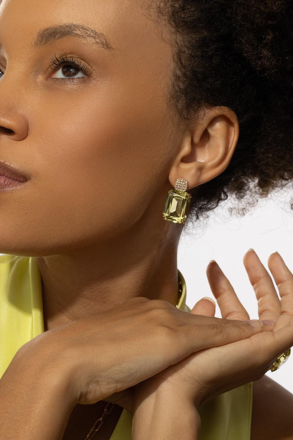 Gossip Lemon Quartz Earrings-ROSE GOLD-JEWELRYFINE JEWELEARRING-GOSHWARA