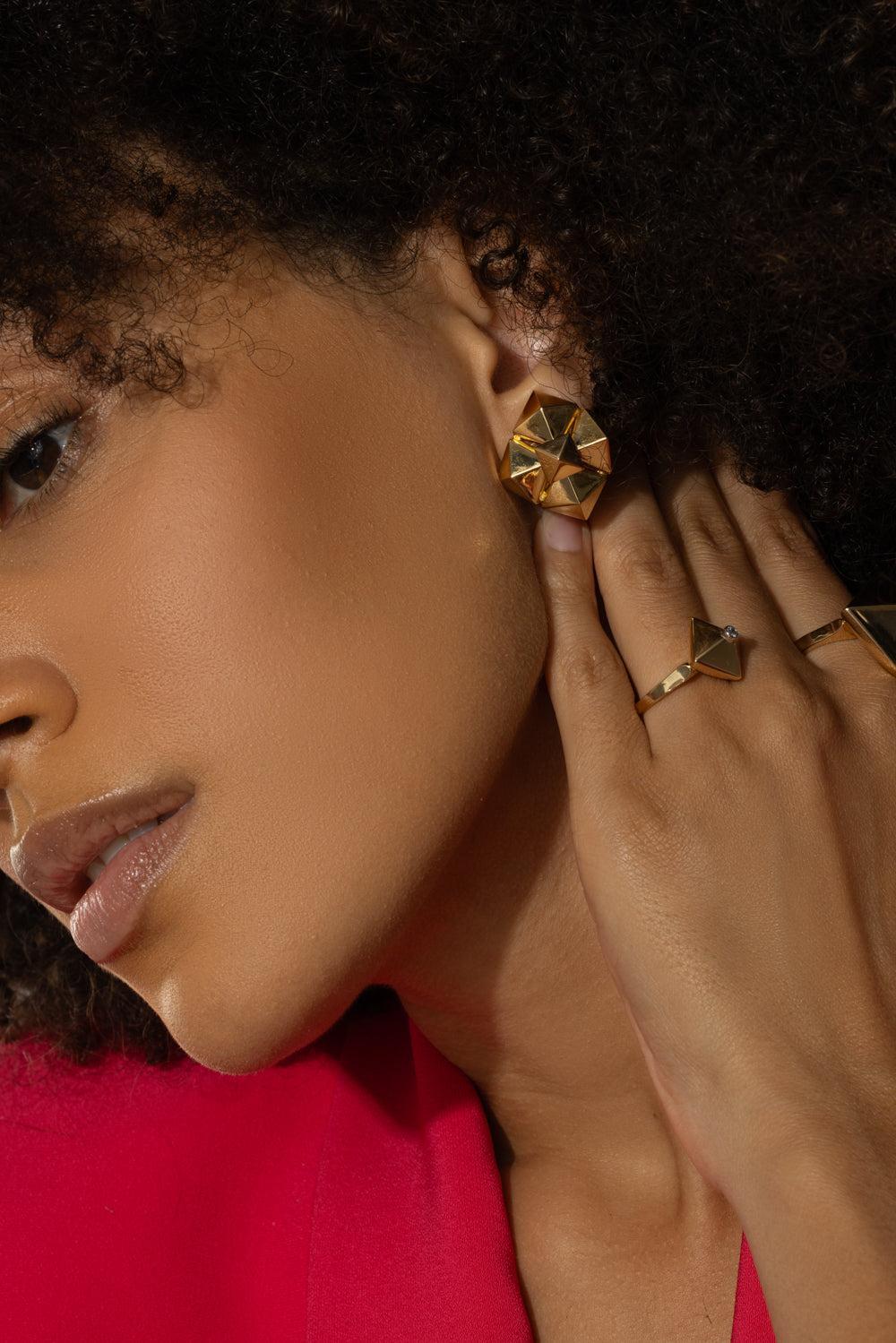 Mini Piramide Cluster Earrings-YELLOW GOLD-JEWELRYFINE JEWELEARRING-ALETTO BROTHERS