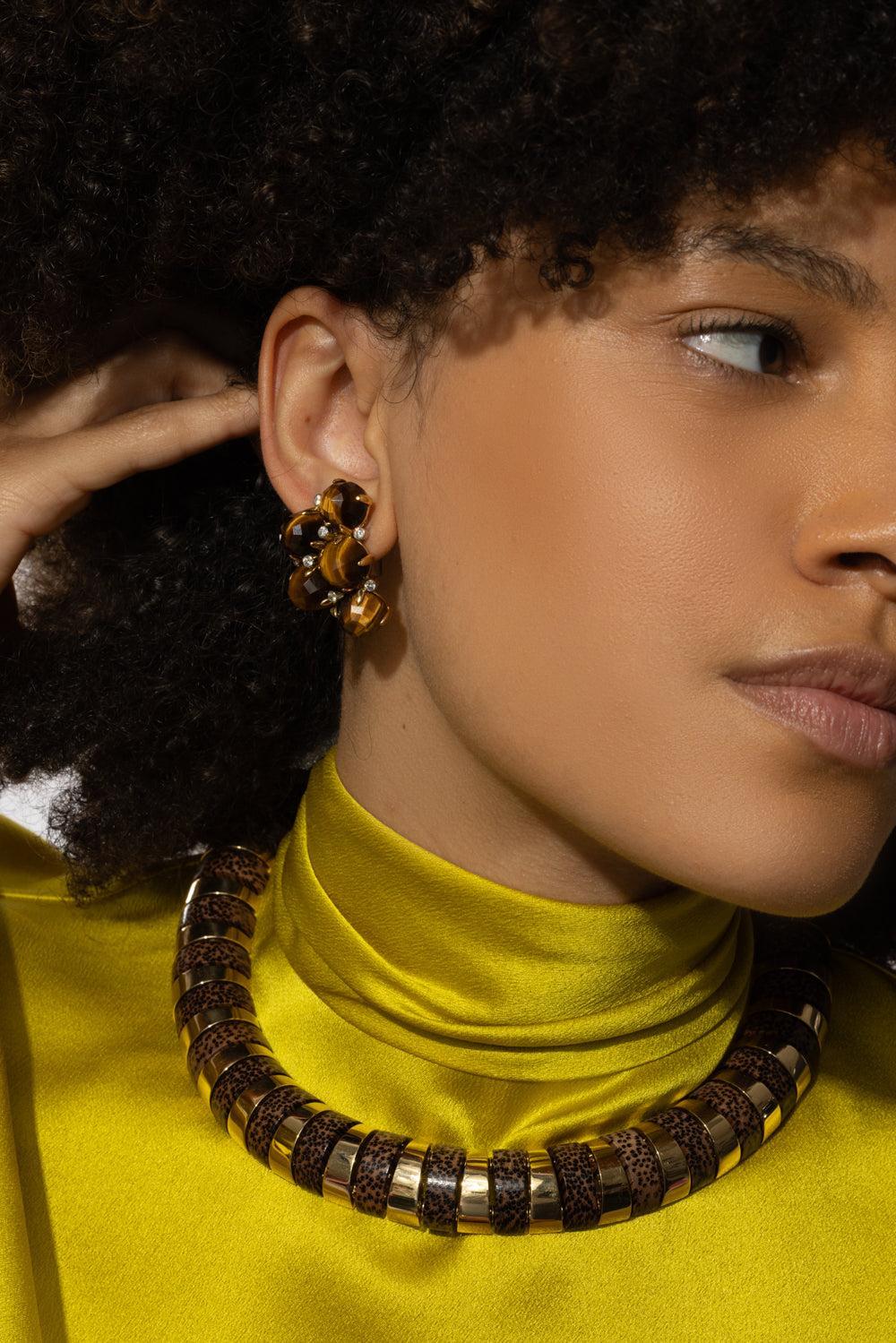 Tiger Eye Diamond Orba Earrings-YELLOW GOLD-JEWELRYFINE JEWELEARRING-ALETTO BROTHERS