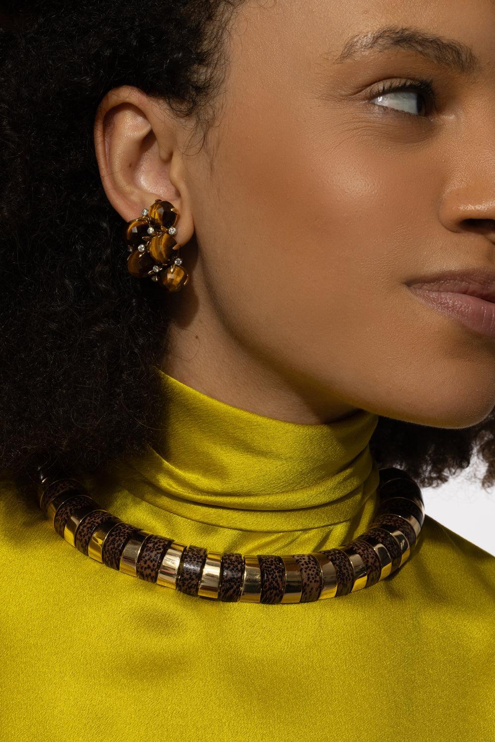 Tiger Eye Diamond Orba Earrings-YELLOW GOLD-JEWELRYFINE JEWELEARRING-ALETTO BROTHERS