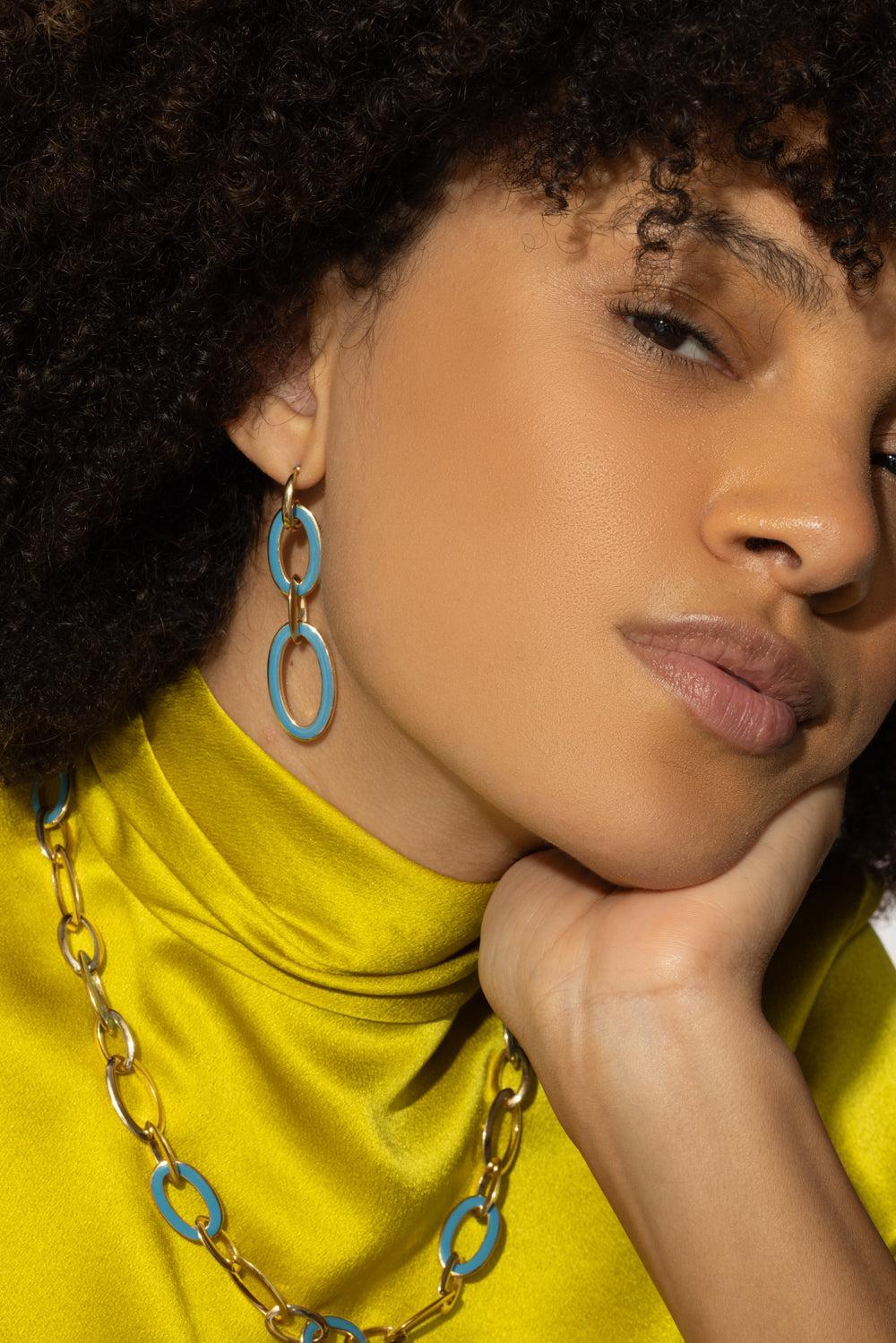 Blue Enamel Capri Earrings-YELLOW GOLD-JEWELRYFINE JEWELEARRING-ALETTO BROTHERS