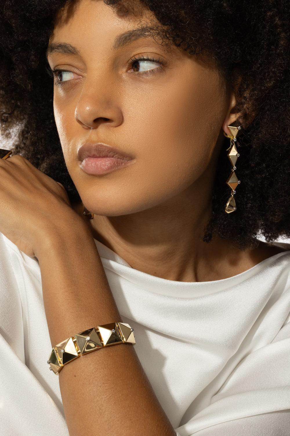 Diamond Piramide Linea Earrings-YELLOW GOLD-JEWELRYFINE JEWELEARRING-ALETTO BROTHERS