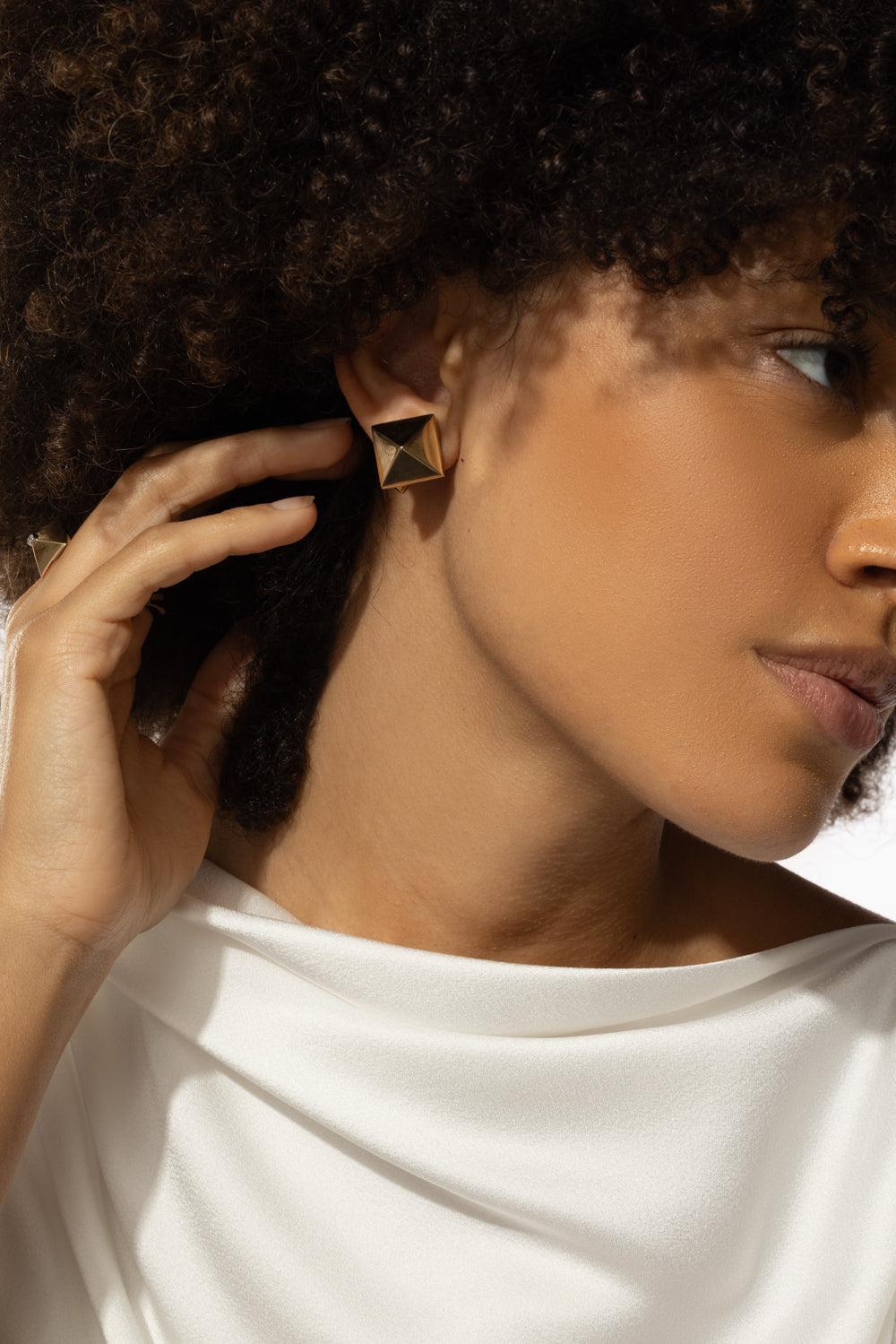 Piramide Stud Earrings-YELLOW GOLD-JEWELRYFINE JEWELEARRING-ALETTO BROTHERS