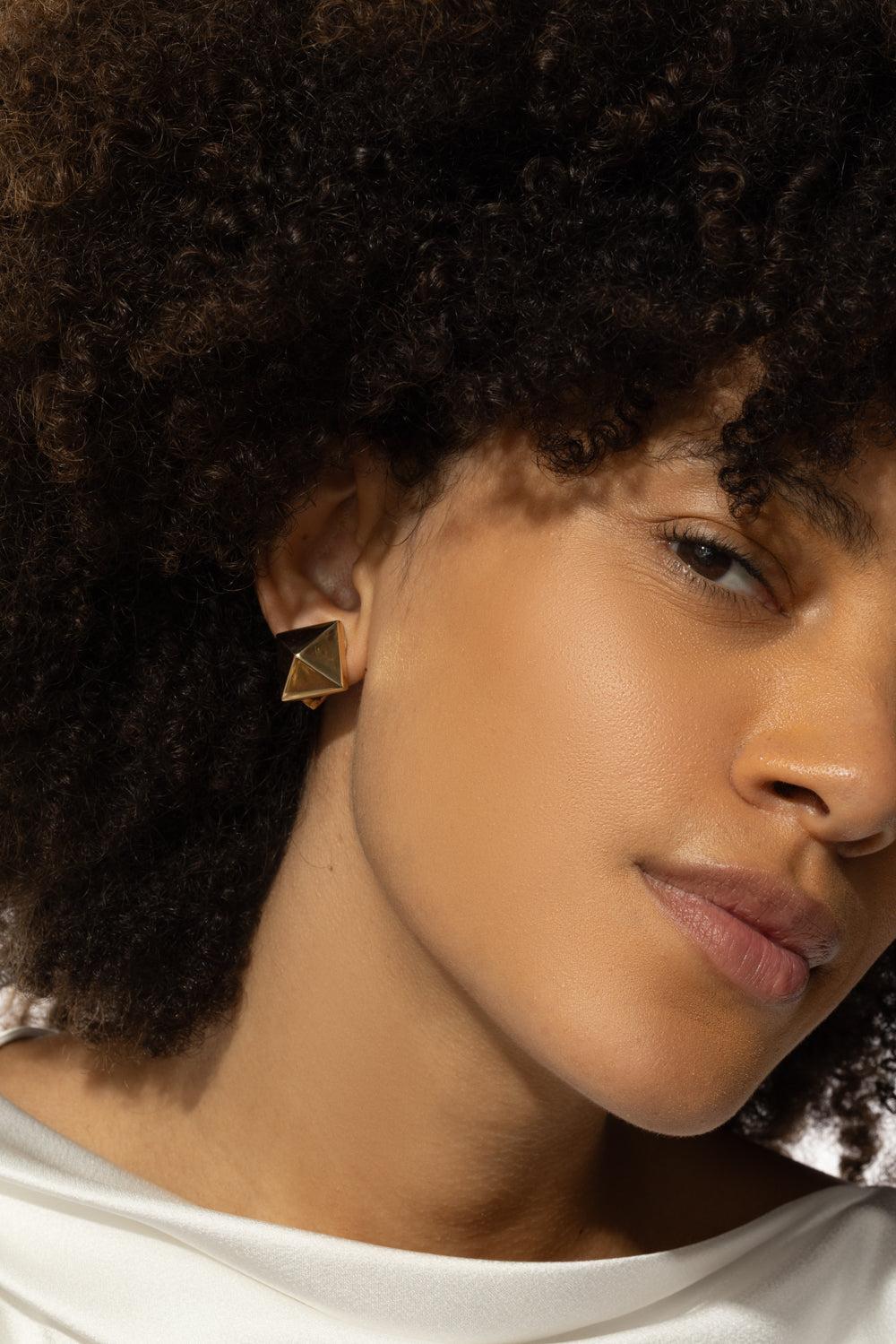 Piramide Stud Earrings-YELLOW GOLD-JEWELRYFINE JEWELEARRING-ALETTO BROTHERS
