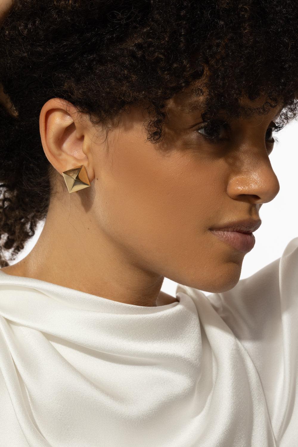Piramide Stud Earrings-YELLOW GOLD-JEWELRYFINE JEWELEARRING-ALETTO BROTHERS