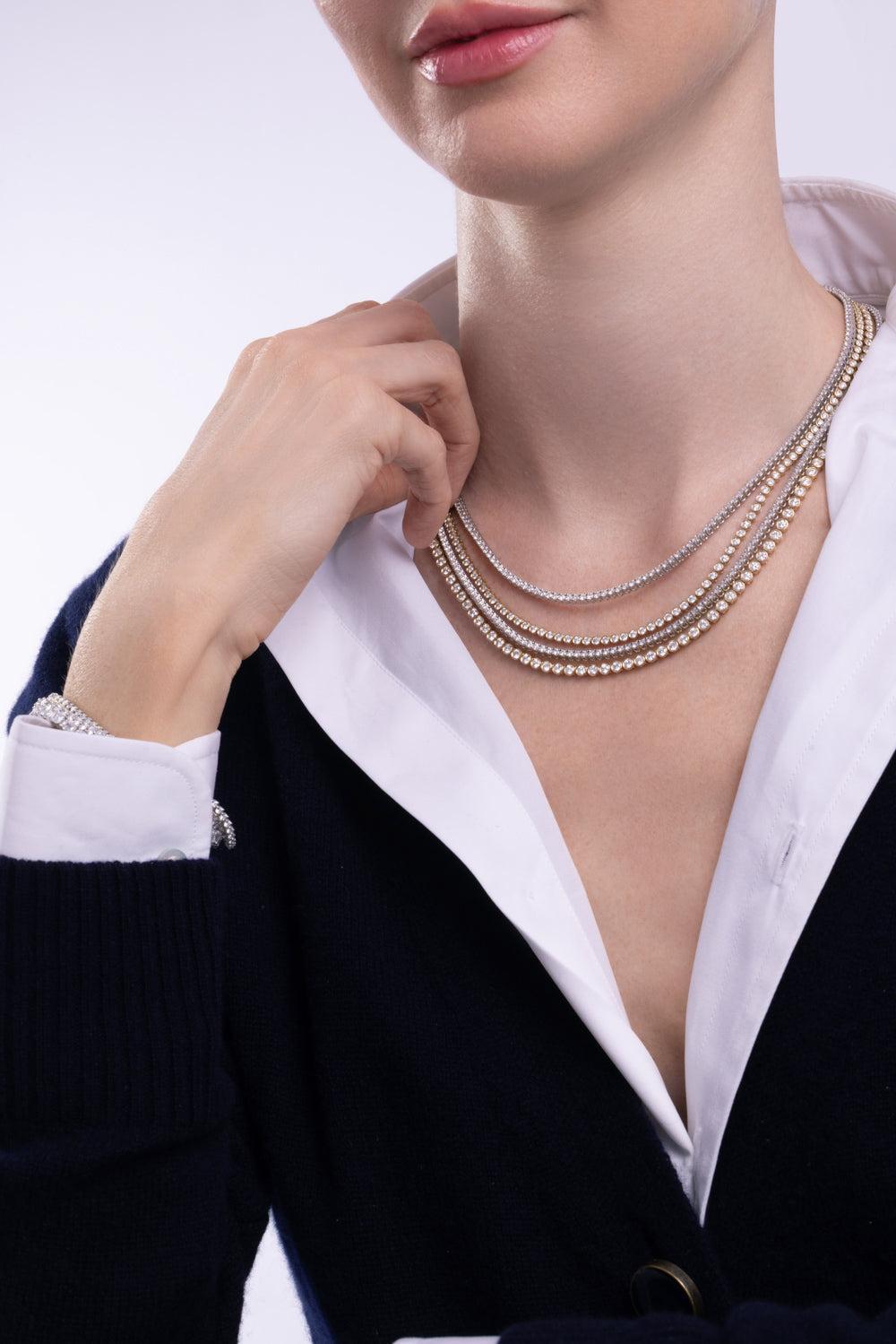 Lab Grown Diamond Petite Bezel Necklace - 5ct - Yellow Gold-YELLOW GOLD-18-JEWELRYFINE JEWELNECKLACE O-WITH LOVE TRAVEL