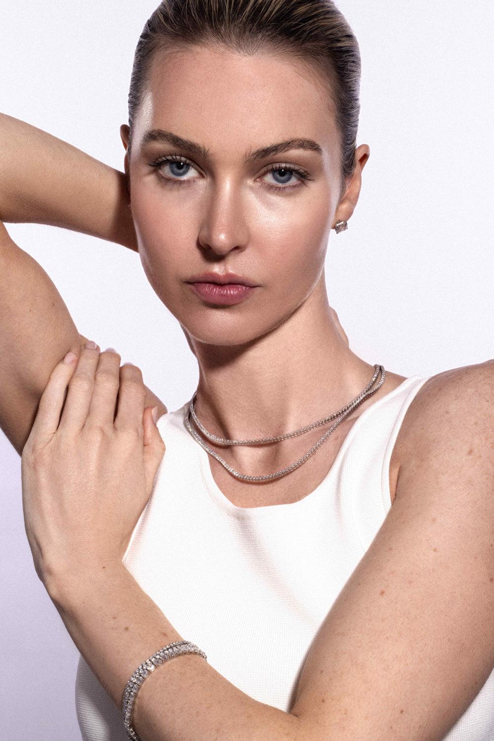 Lab-Grown Diamond Tennis Necklace - 5ct - White-WHITE GOLD-16-JEWELRYFINE JEWELNECKLACE O-WITH LOVE TRAVEL