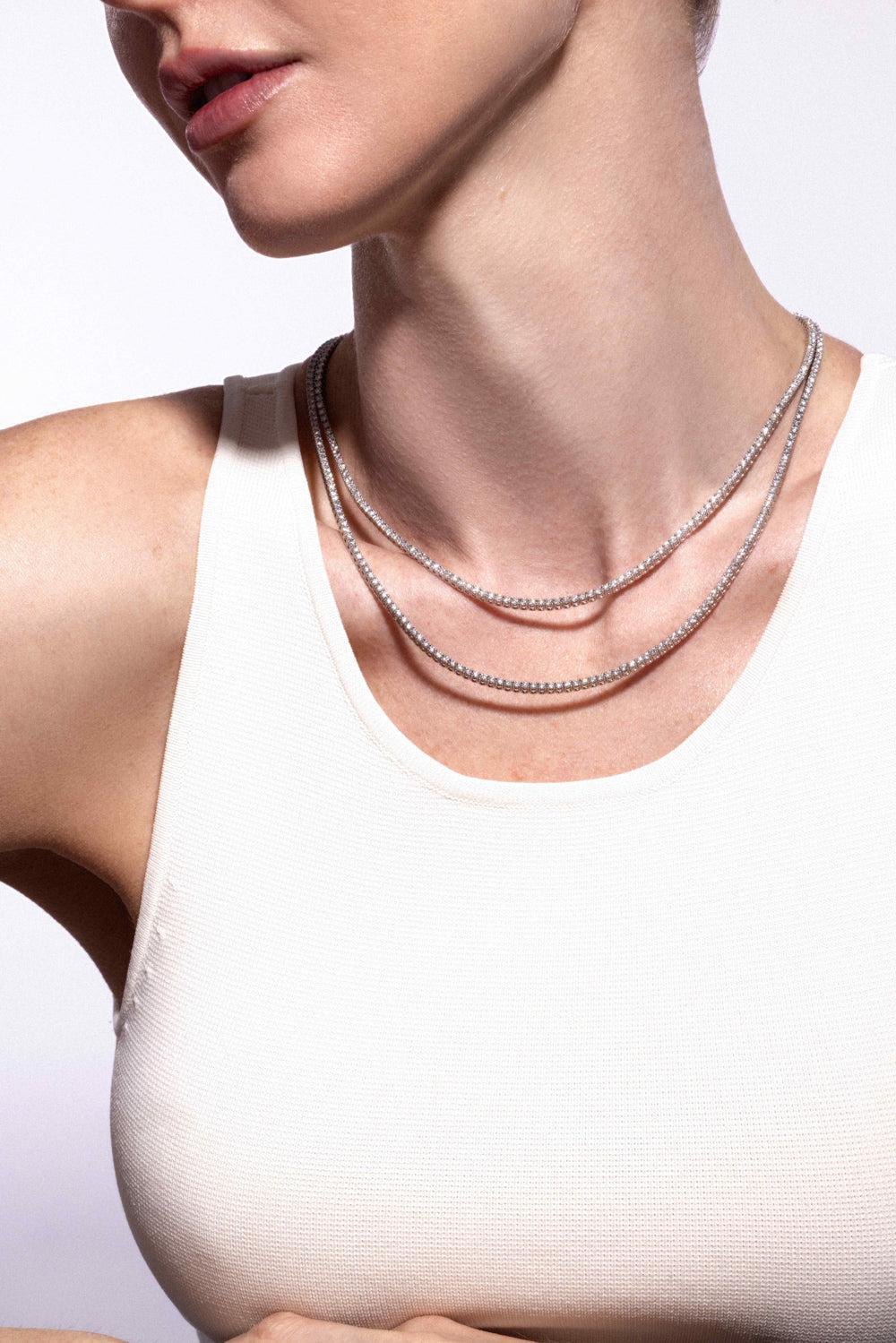 Lab-Grown Diamond Tennis Necklace - 6ct - White Gold-WHITE GOLD-18-JEWELRYFINE JEWELNECKLACE O-WITH LOVE TRAVEL