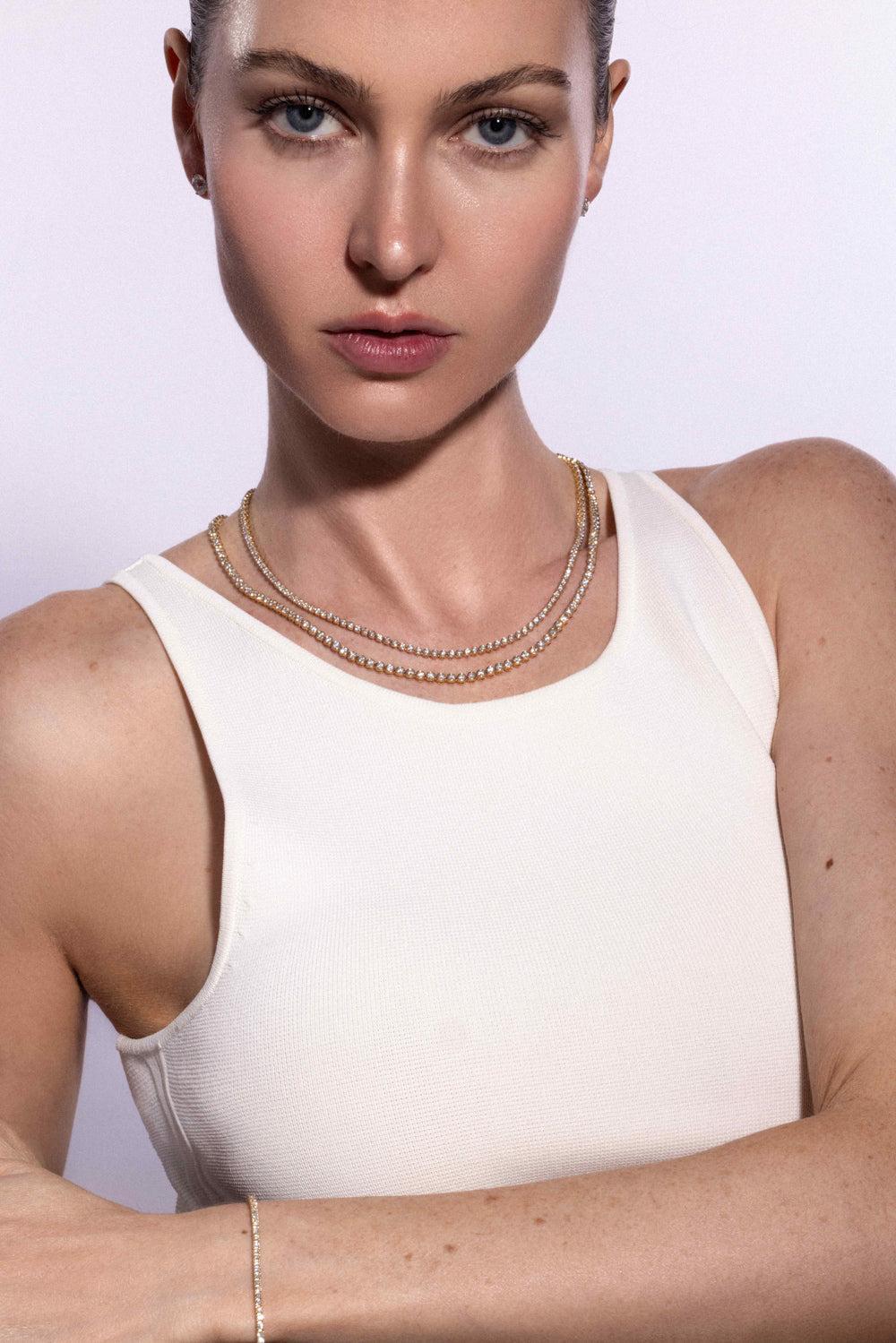 Lab Grown Diamond Petite Bezel Necklace - 5ct - Yellow Gold-YELLOW GOLD-18-JEWELRYFINE JEWELNECKLACE O-WITH LOVE TRAVEL