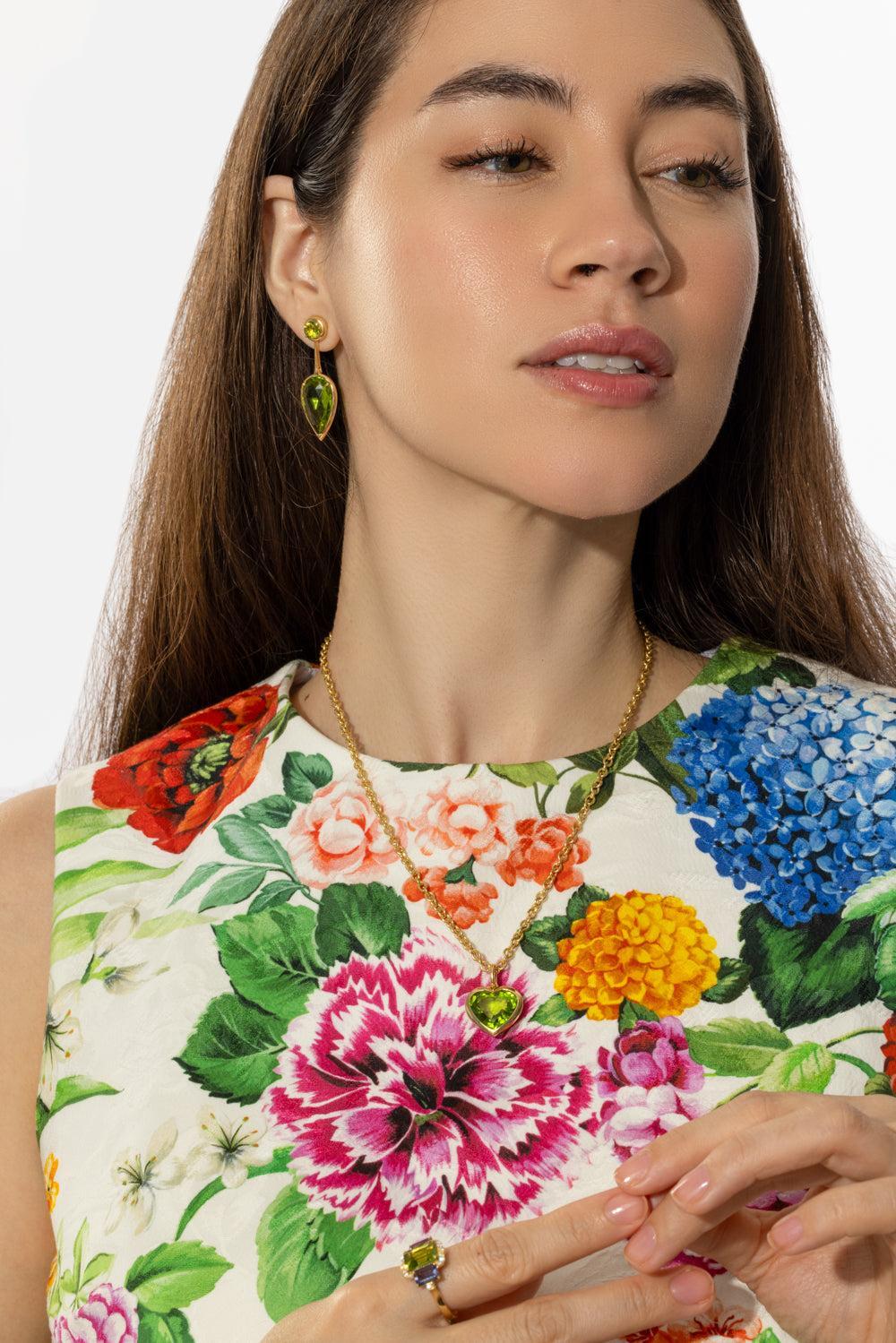 Peridot Heart G-One Necklace-YELLOW GOLD-18-JEWELRYFINE JEWELNECKLACE O-GOSHWARA