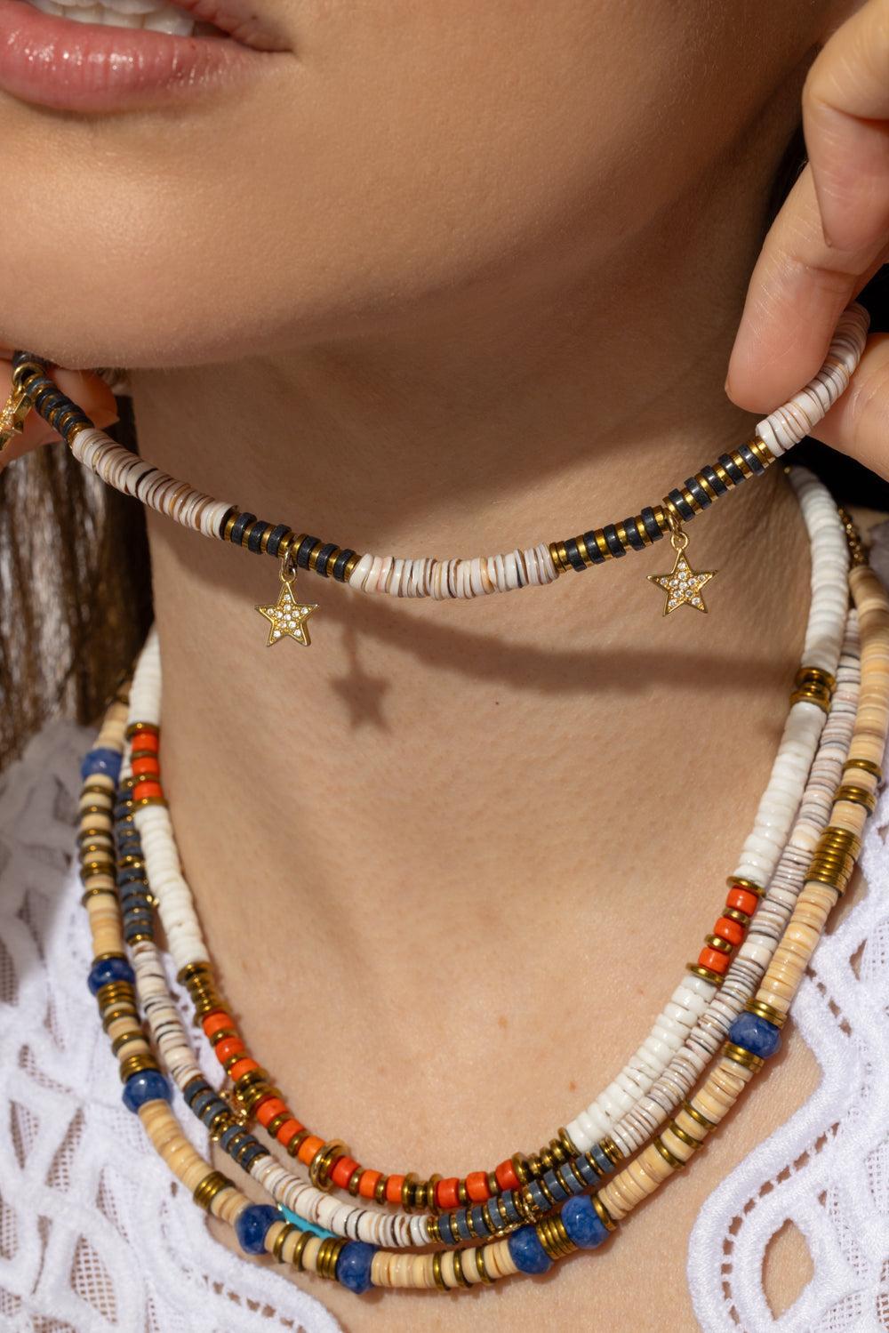 Pink Sea Shell Stars Necklace-PINK-JEWELRYBOUTIQUENECKLACE O-HIJAS DE PUKA