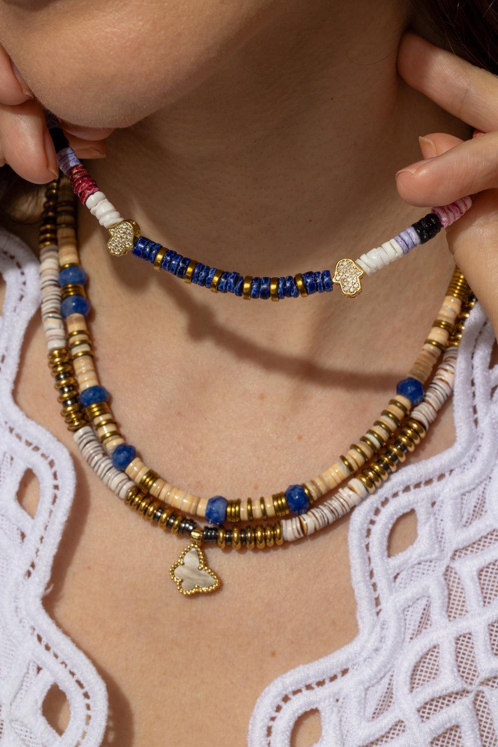Sahara hamsas Necklace-PINK-JEWELRYFINE JEWELNECKLACE O-HIJAS DE PUKA