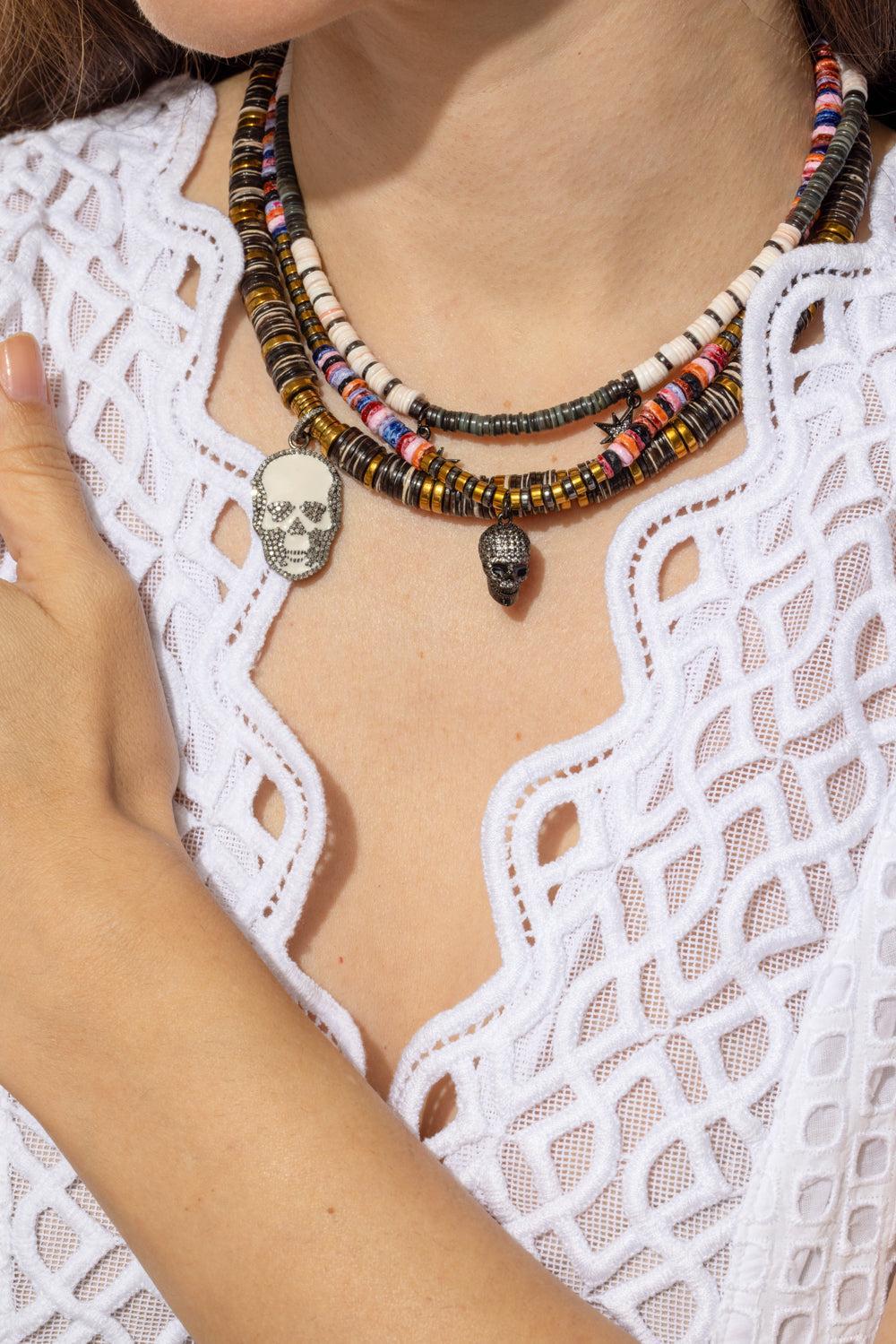 Sahara Black Skull Necklace-PINK-JEWELRYBOUTIQUENECKLACE O-HIJAS DE PUKA