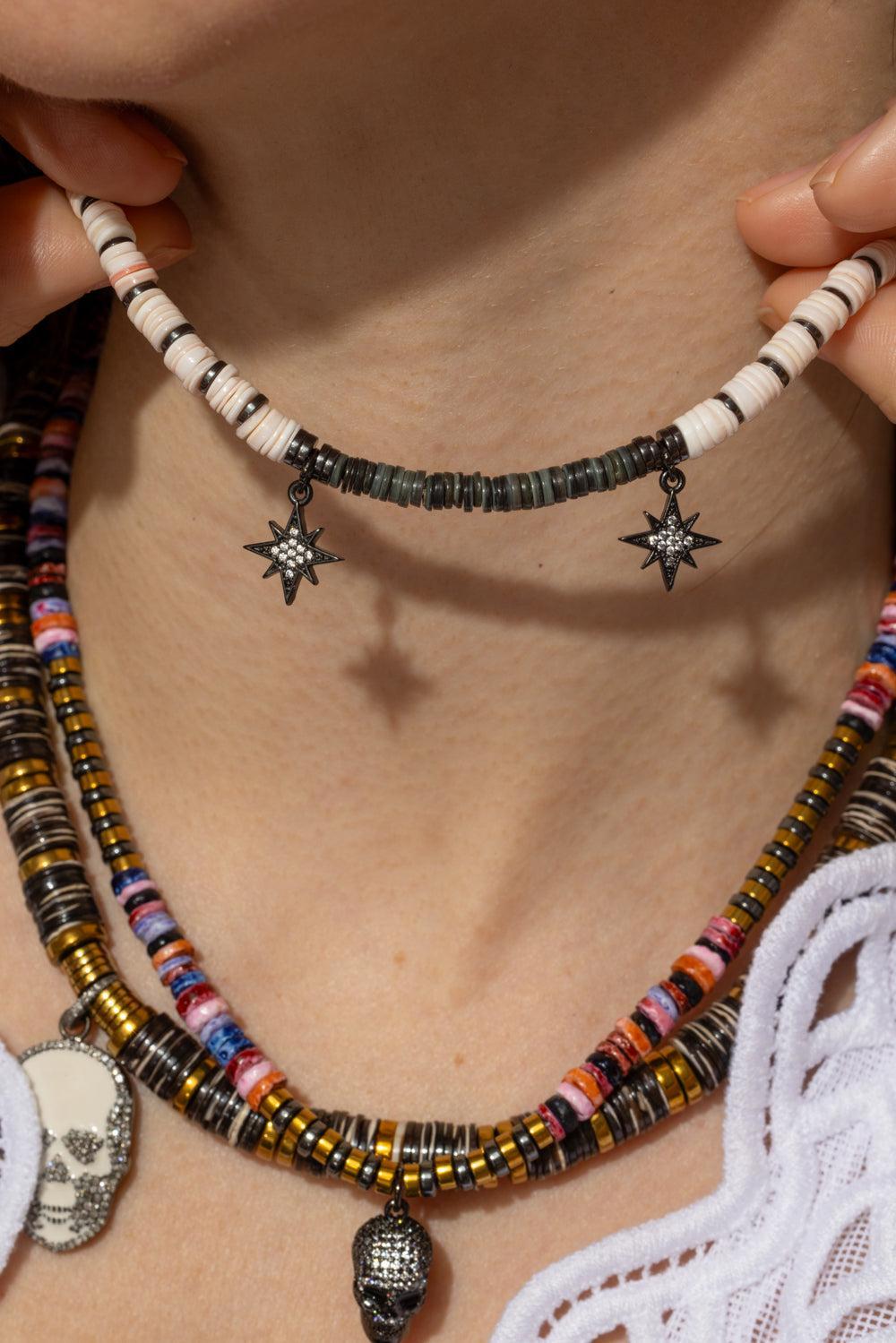 Blush Notte Black Stars Necklace-BLACK/WHITE-JEWELRYBOUTIQUENECKLACE O-HIJAS DE PUKA