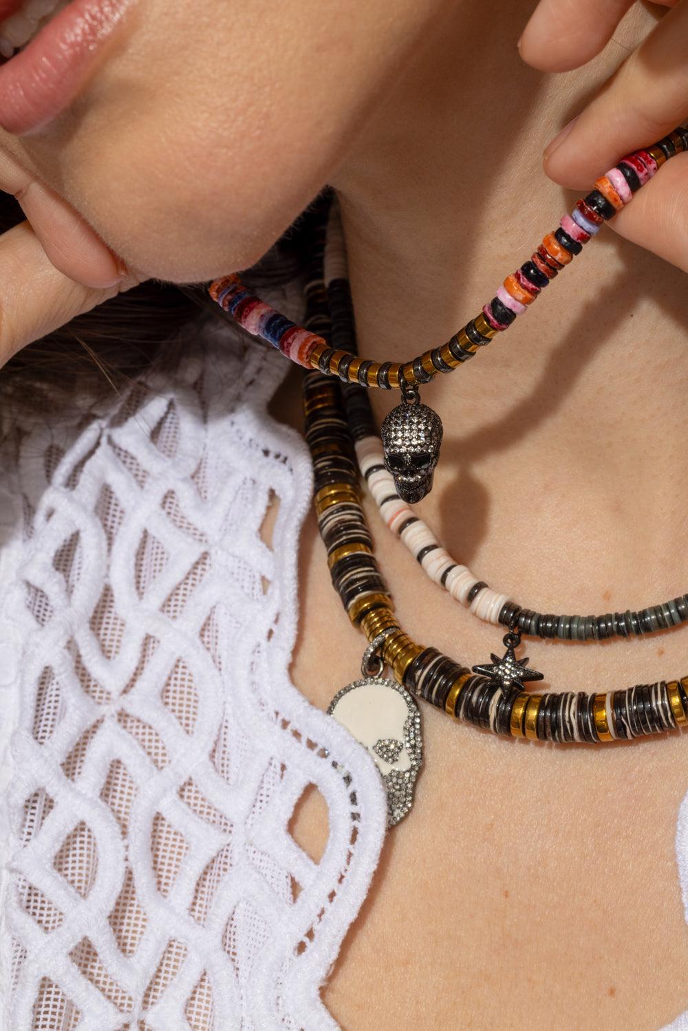 Sahara Black Skull Necklace-PINK-JEWELRYBOUTIQUENECKLACE O-HIJAS DE PUKA