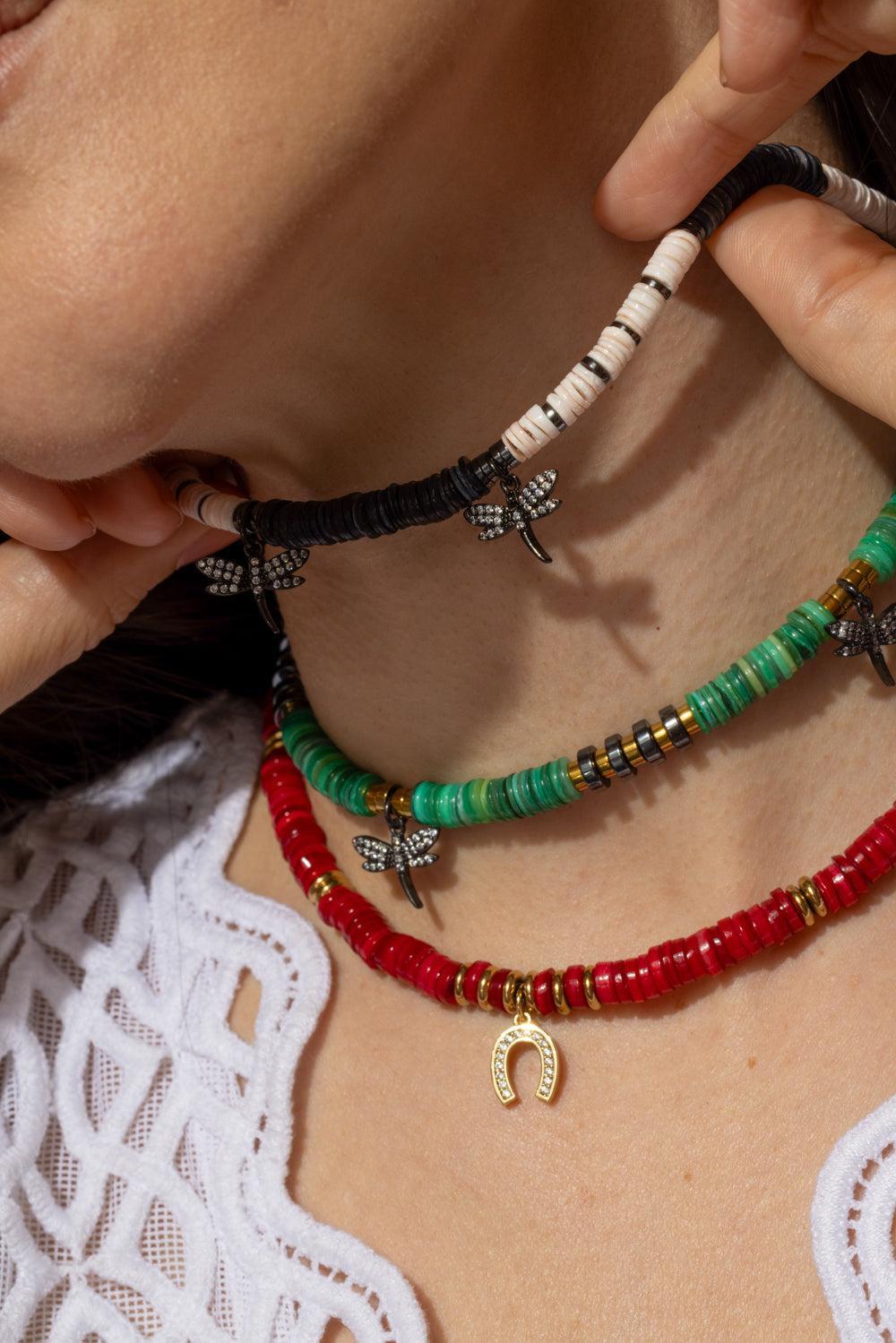 Blush Grey Bead Firefly Charm Necklace-PNK/GRY-JEWELRYBOUTIQUENECKLACE O-HIJAS DE PUKA