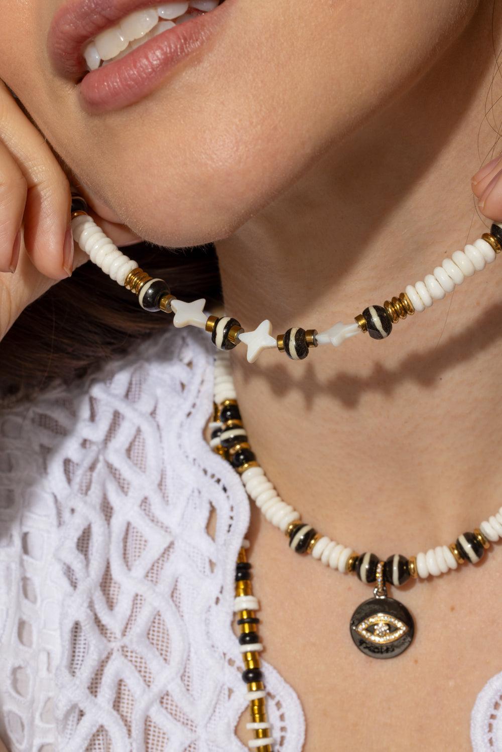 White Shell Pearl Star Necklace-WHITE-JEWELRYBOUTIQUENECKLACE O-HIJAS DE PUKA