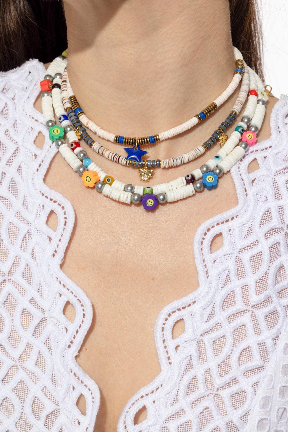 Ania Pink Bugs Necklace-BLSH/GRY-JEWELRYBOUTIQUENECKLACE O-HIJAS DE PUKA