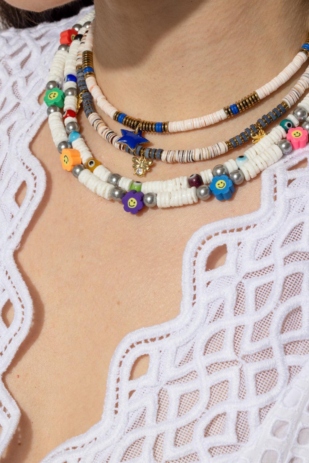 Ania Pink Bugs Necklace-BLSH/GRY-JEWELRYBOUTIQUENECKLACE O-HIJAS DE PUKA