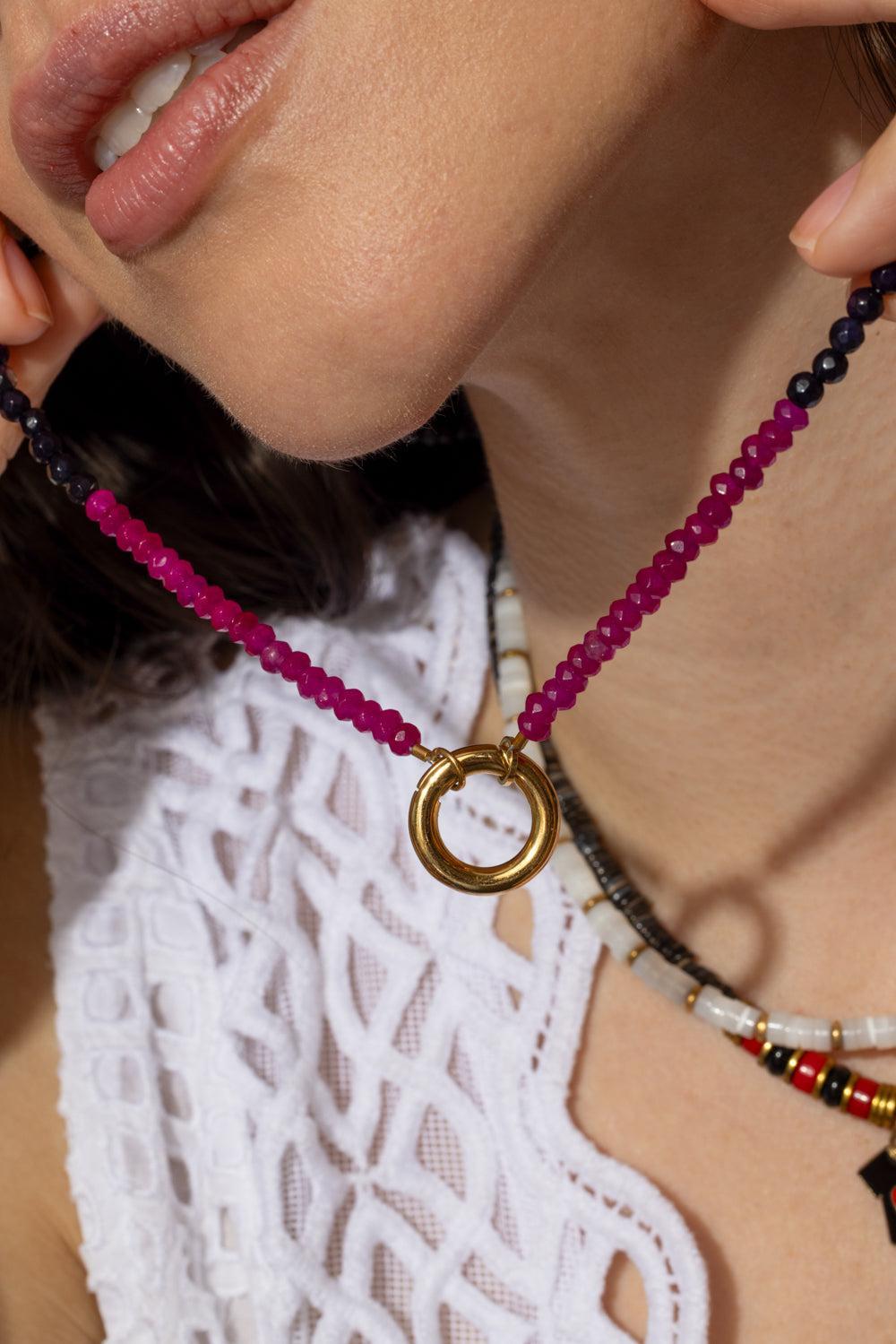 Violet Agate Beaded Necklace-VIOLET-JEWELRYBOUTIQUENECKLACE O-HIJAS DE PUKA