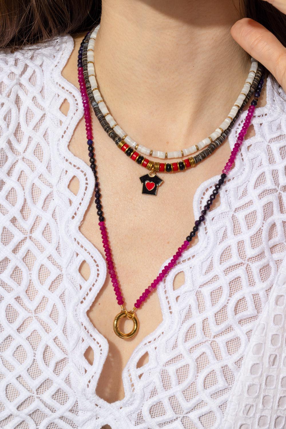 Violet Agate Beaded Necklace-VIOLET-JEWELRYBOUTIQUENECKLACE O-HIJAS DE PUKA