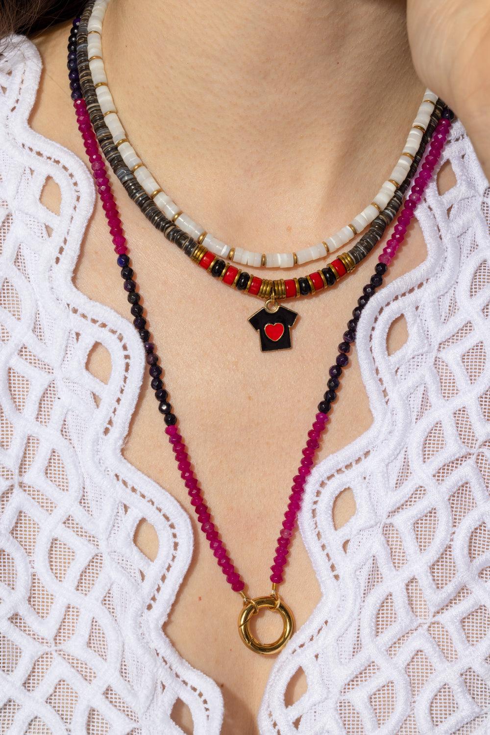 Violet Agate Beaded Necklace-VIOLET-JEWELRYBOUTIQUENECKLACE O-HIJAS DE PUKA