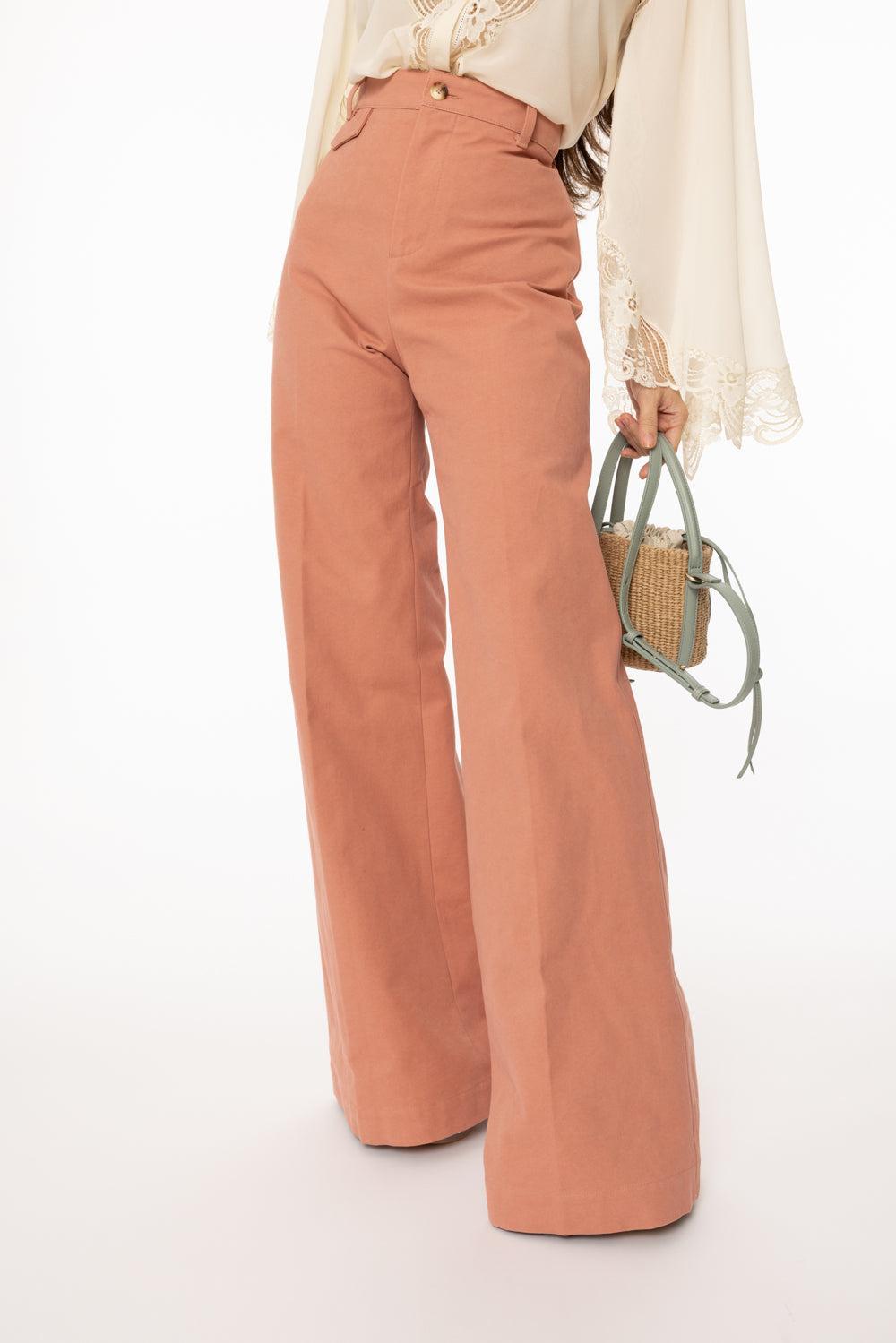Wide Leg Flared Pants-WILDPINK-36-CLOTHINGPANTWIDE LEG-CHLOÉ
