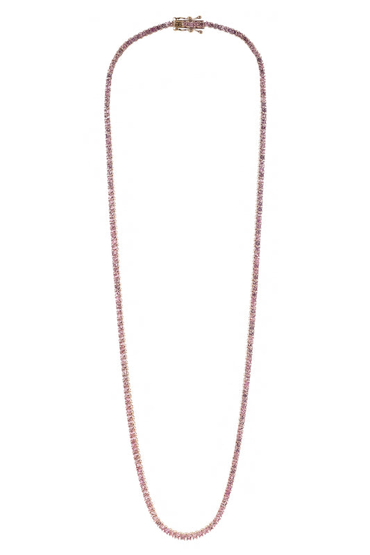Light Pink Sapphire Tennis Necklace