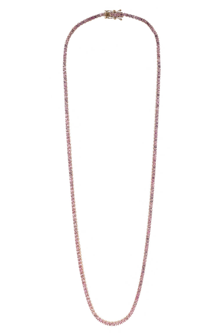 Light Pink Sapphire Tennis Necklace