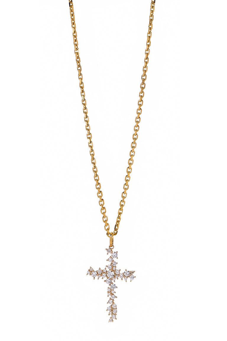 Diamond Cross Charm Cocktail Necklace