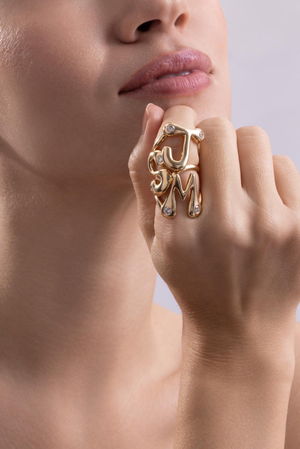 Diamond J Bubble Ring-YELLOW GOLD-7-JEWELRYFINE JEWELRING-BRENT NEALE