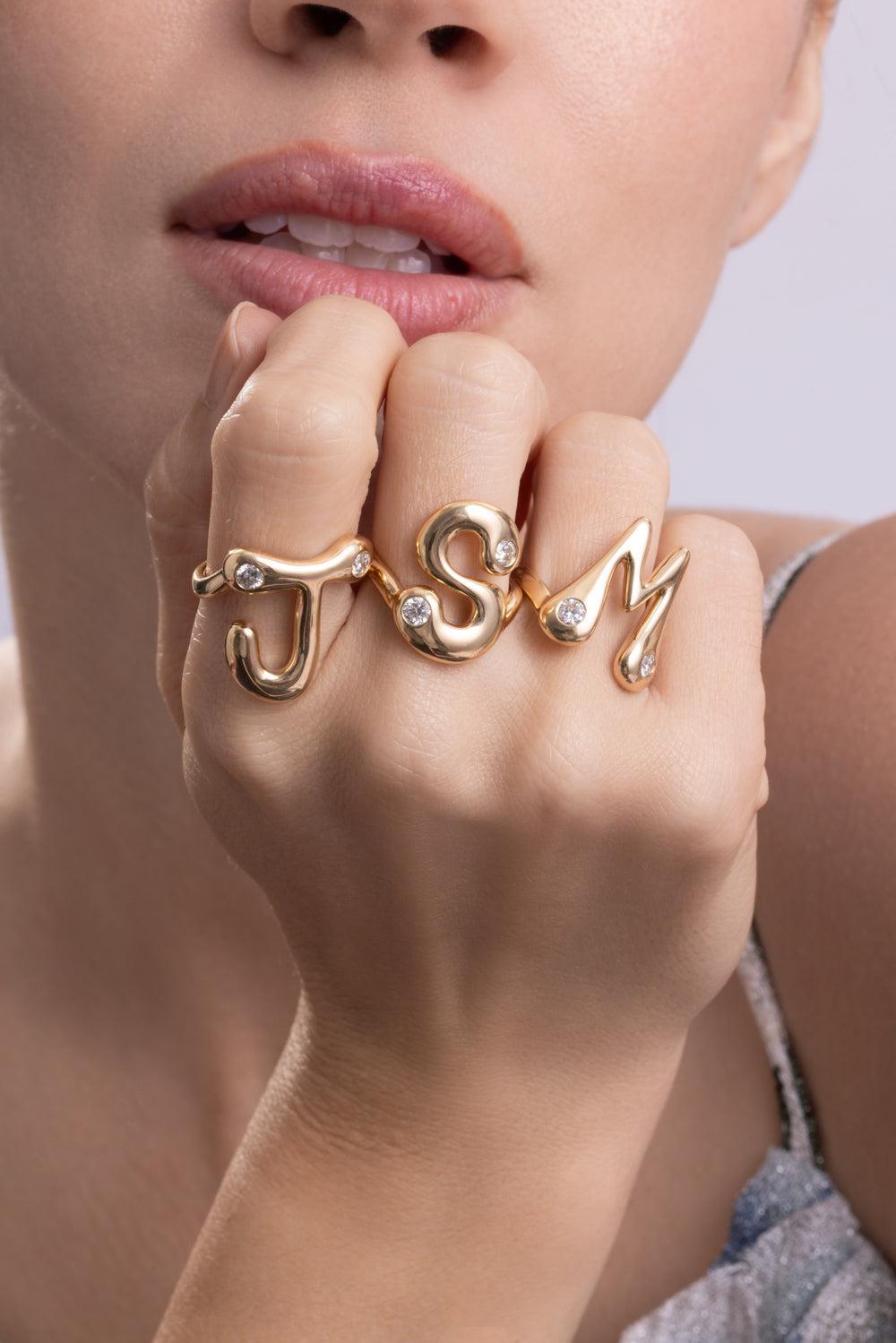 Diamond J Bubble Ring-YELLOW GOLD-7-JEWELRYFINE JEWELRING-BRENT NEALE