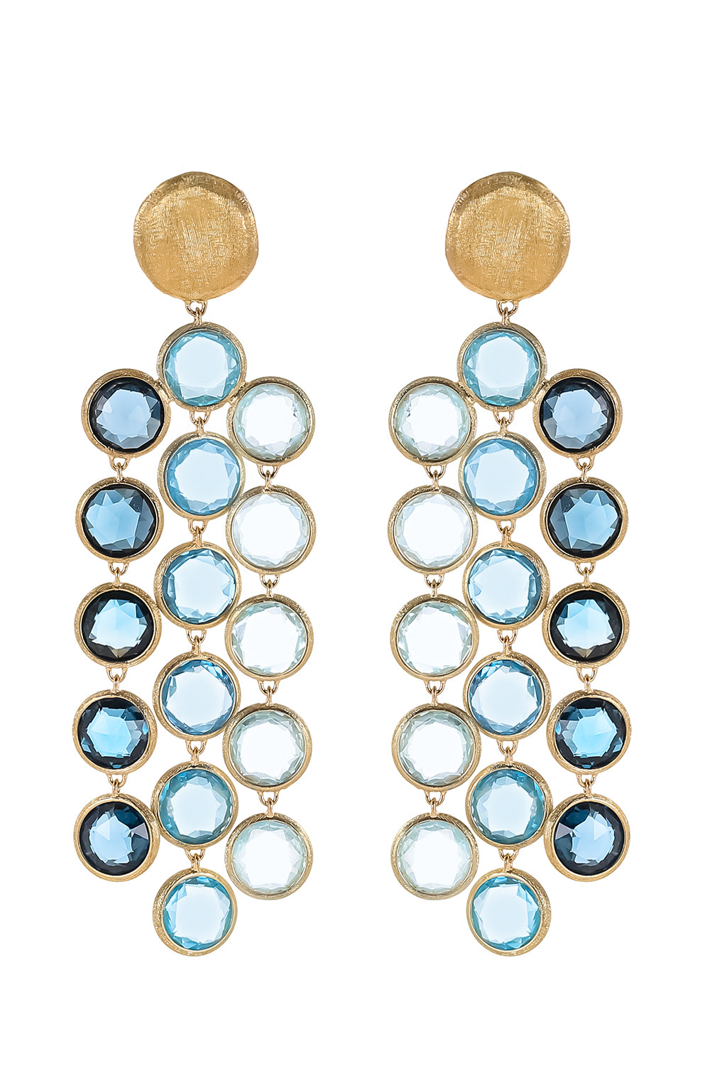 Blue Topaz Three Line Jaipur Drop Earrings