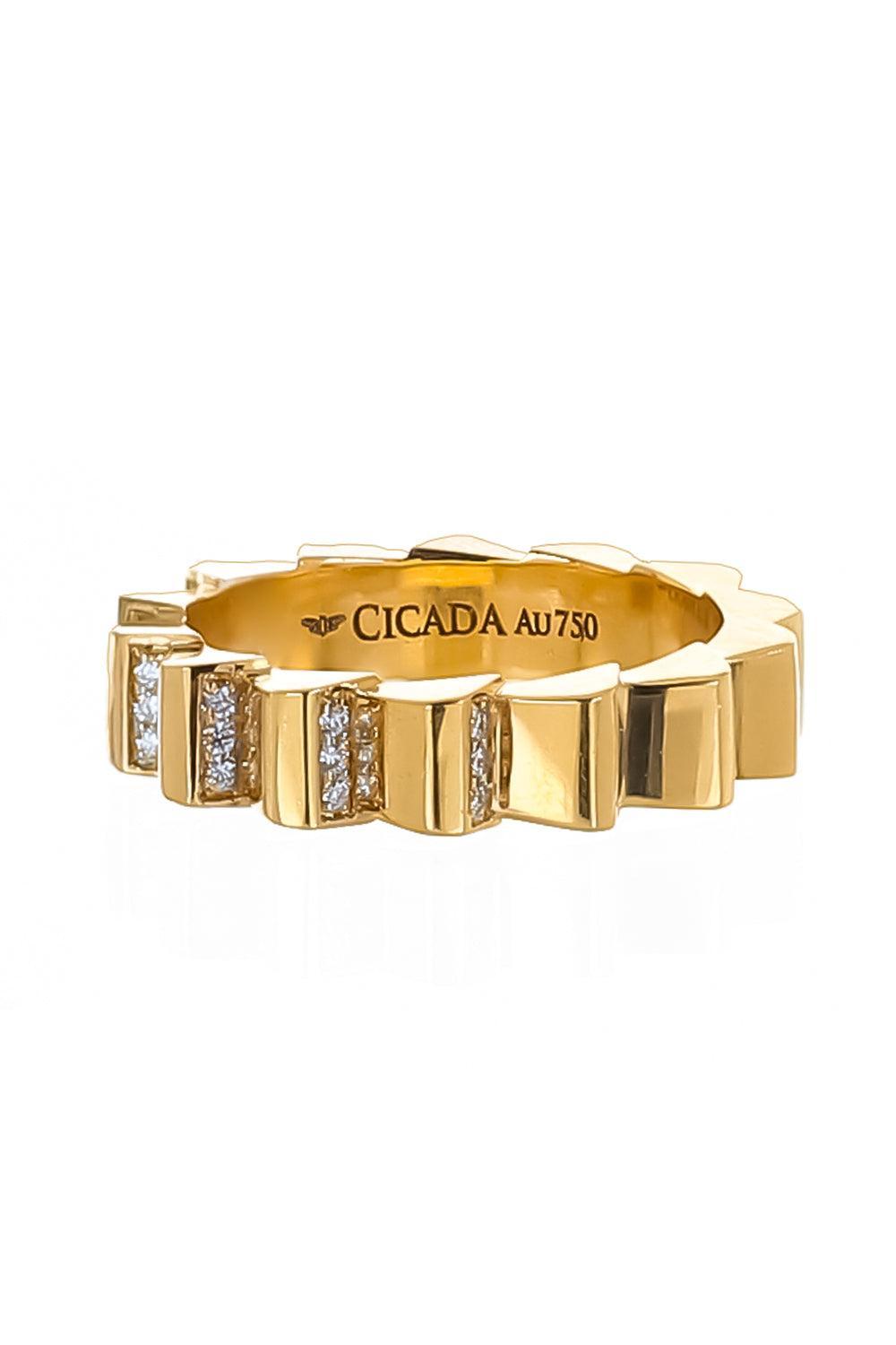 Diamond Ridge Band Ring-YELLOW GOLD-6-JEWELRYFINE JEWELRING-CICADA