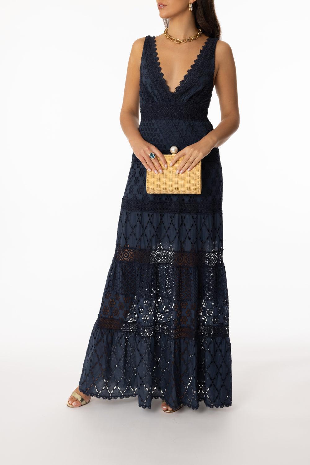Paglia Long Dress - Navy-NAVY-XS-CLOTHINGDRESSCASUAL-TEMPTATION POSITANO